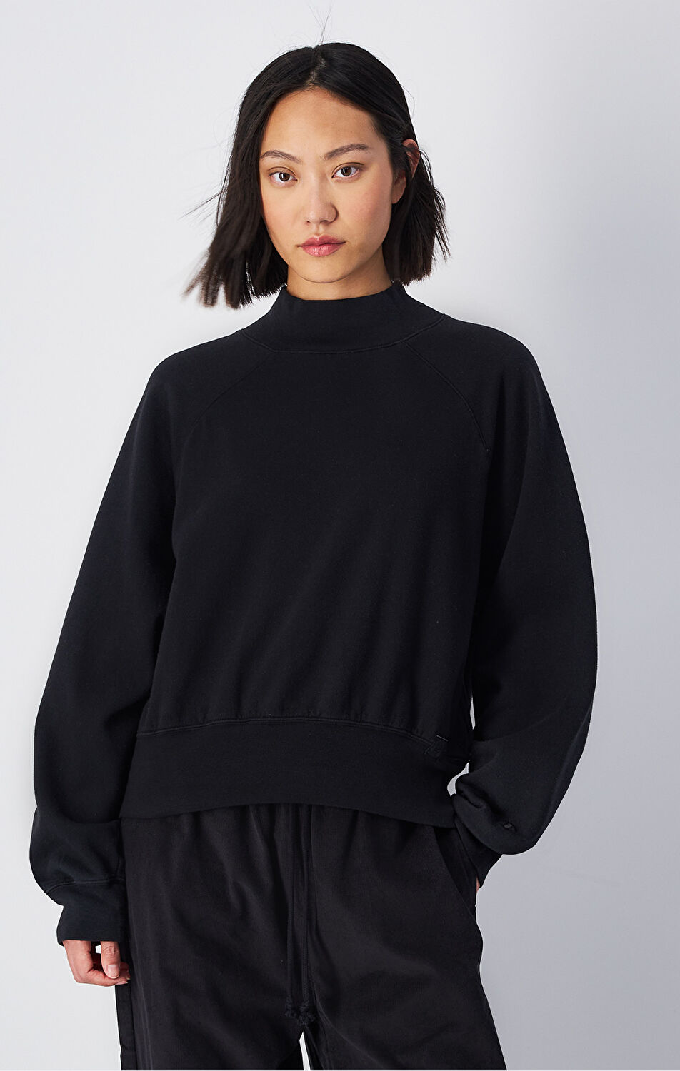 C.E CAVEMPT シーイー TURTLE NECK SWEAT L Vintage Wash Kadın Siyah Loose Fit Mock Turtle Neck Long Sleeves