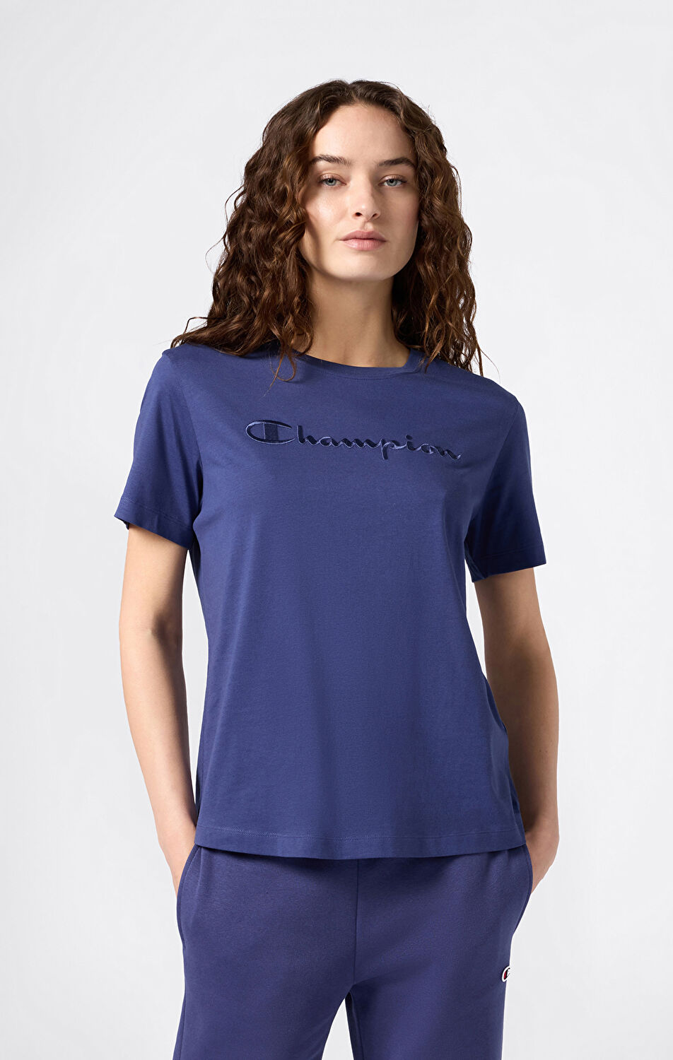 Icons Kadın Mavi Slim Fit Short-Sleeve Tee | Champion Türkiye