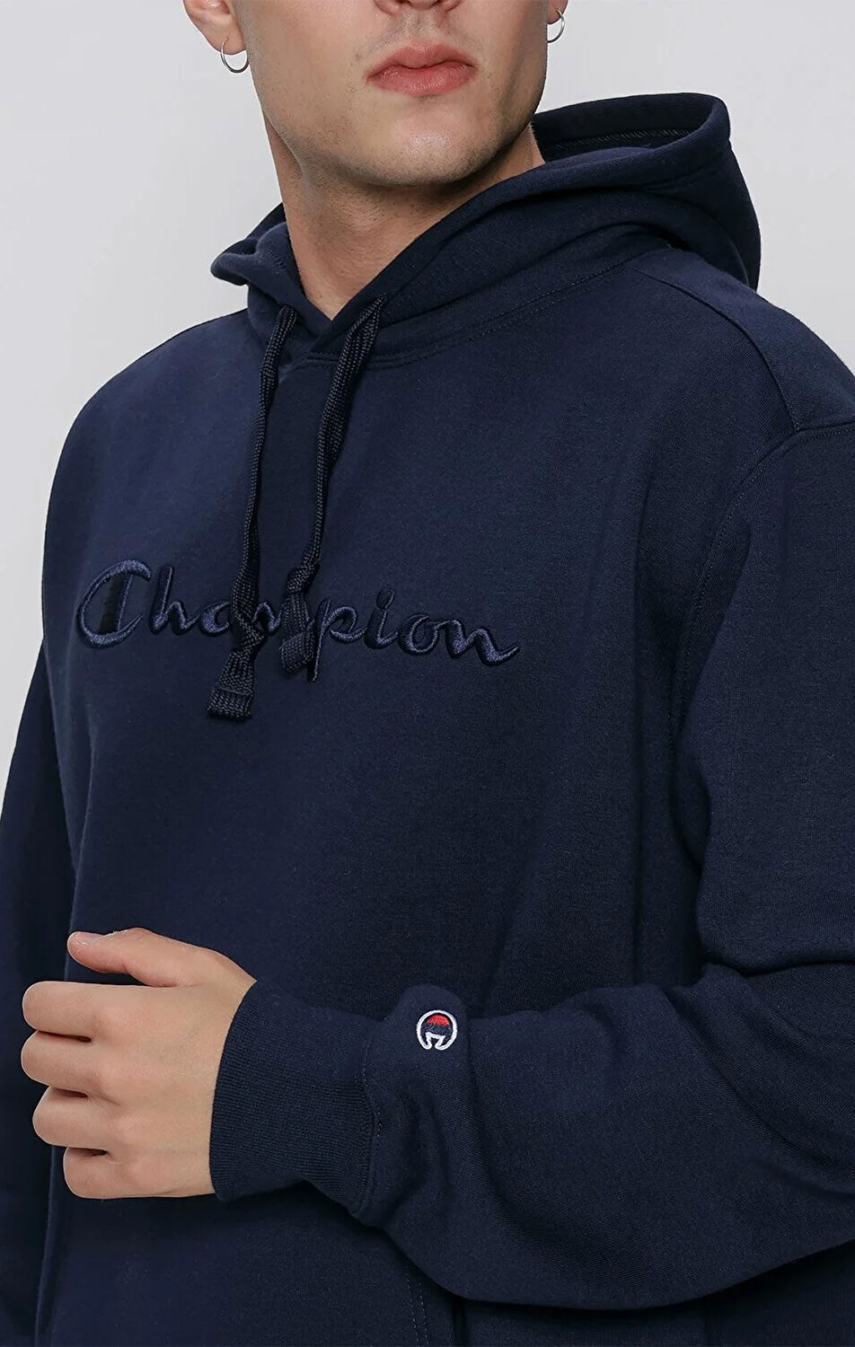 Champion Logo Erkek Lacivert Cozy Fit Hooded Sweatshirt | Champion