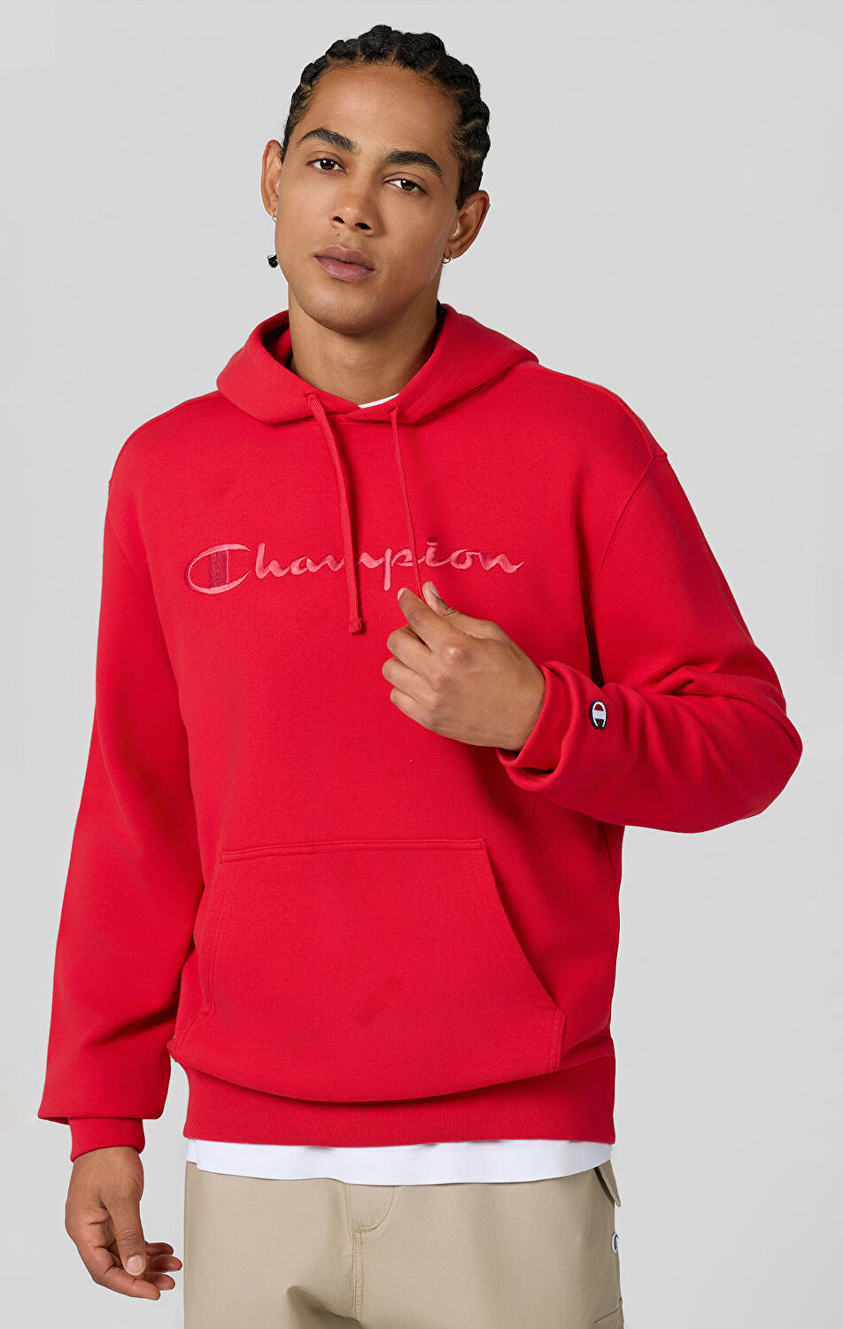 Icons Erkek Kırmızı Cozy Fit Hooded Sweatshirt | Champion Türkiye