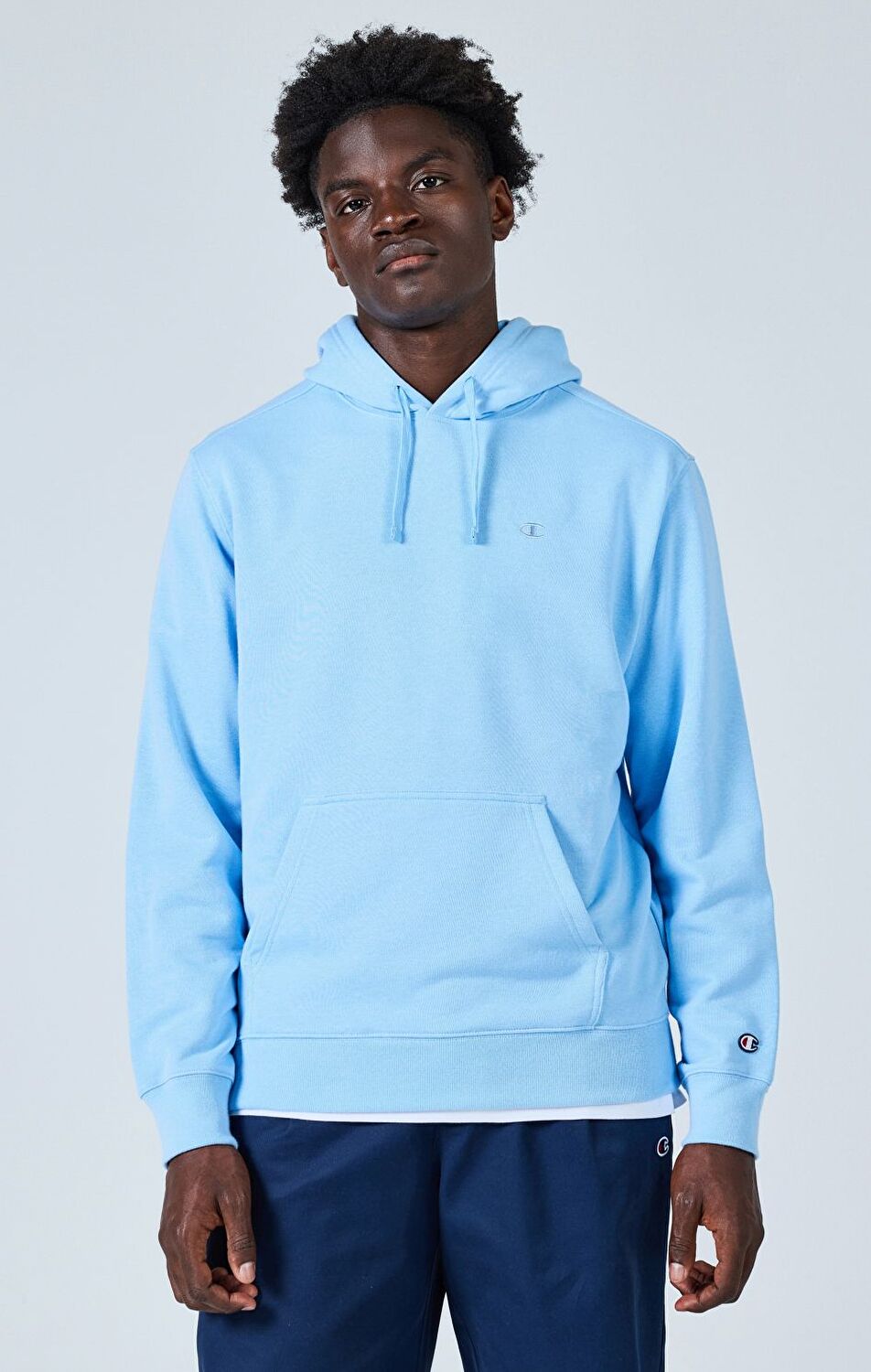 Champion ネックモック Lサイズ ライトブルー Icons Erkek Mavi Cozy Fit Hooded Sweatshirt | Champion Türkiye