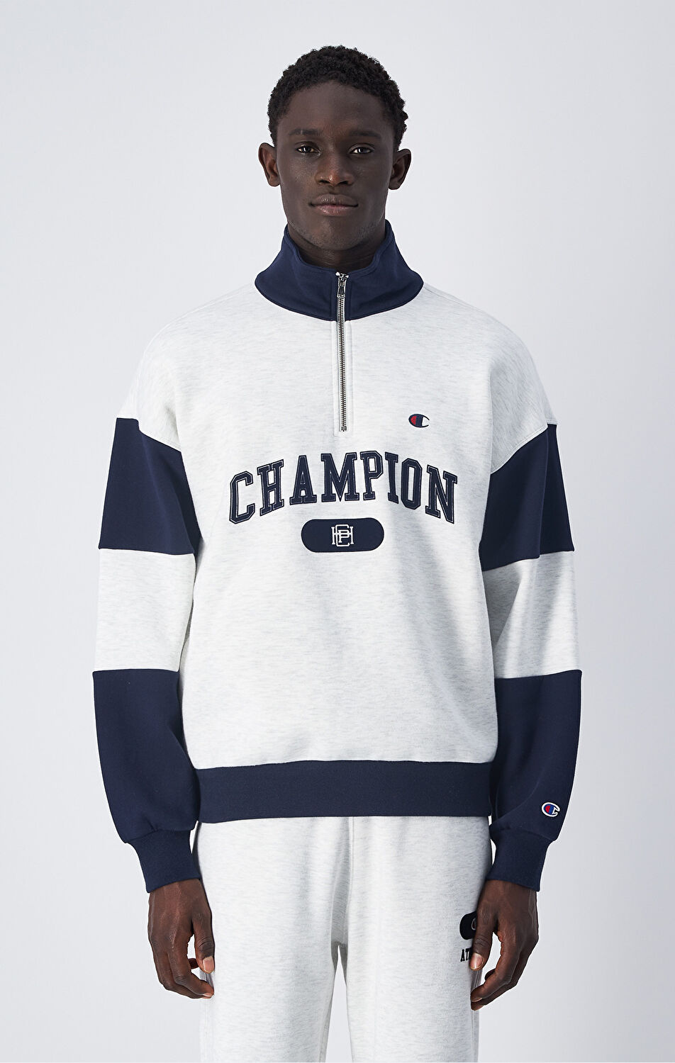 Field Of Play Erkek Gri Loose Fit Half Zip Sweatshirt | Champion