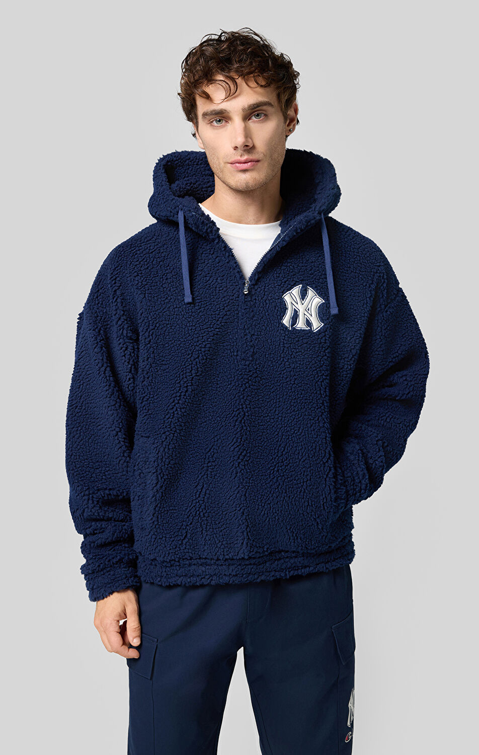 トップス Champion double face printtee Lacivert Hooded Half Zip Top | Champion Türkiye