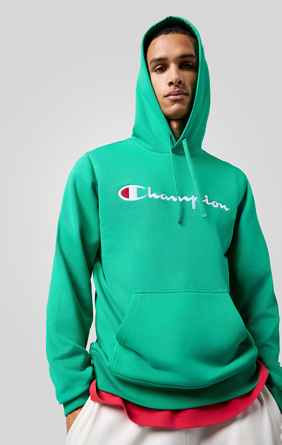Icons Erkek Yeşil Slim Fit Hooded Sweatshirt | Champion Türkiye