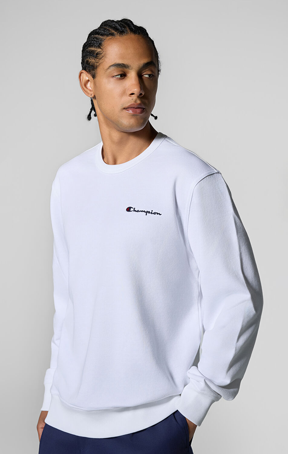 Icons Erkek Beyaz Slim Fit Crewneck Sweatshirt | Champion Türkiye