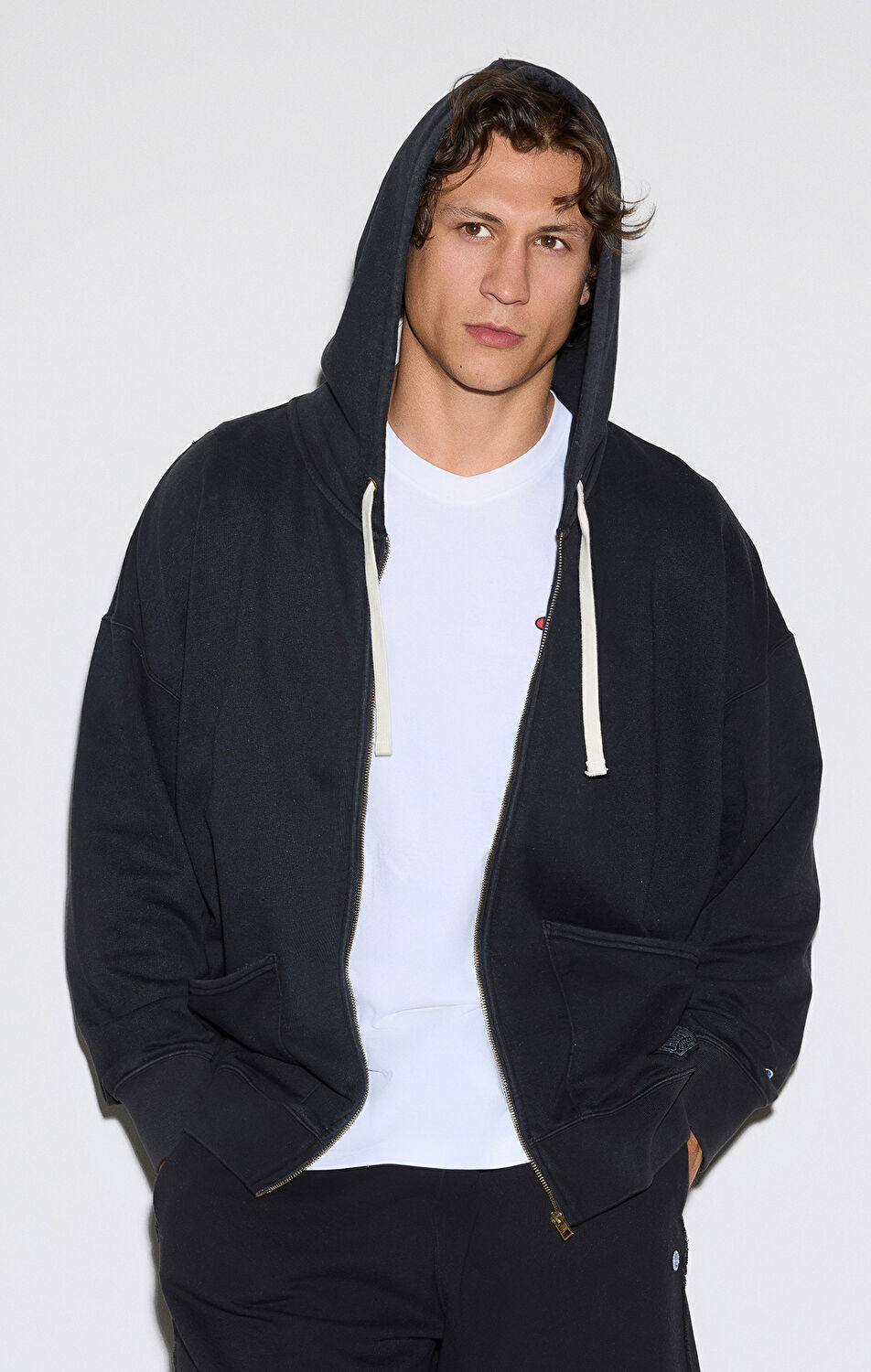 HYSFORM™ TIME PIECE ZIP HOODIE Time Capsule Erkek Siyah Loose Fit Full Zip Hoodie Sweatshirt