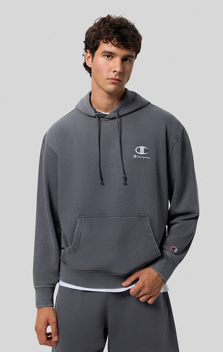 Icons Plush Wash Erkek Gri Standard Fit Hooded Sweatshirt