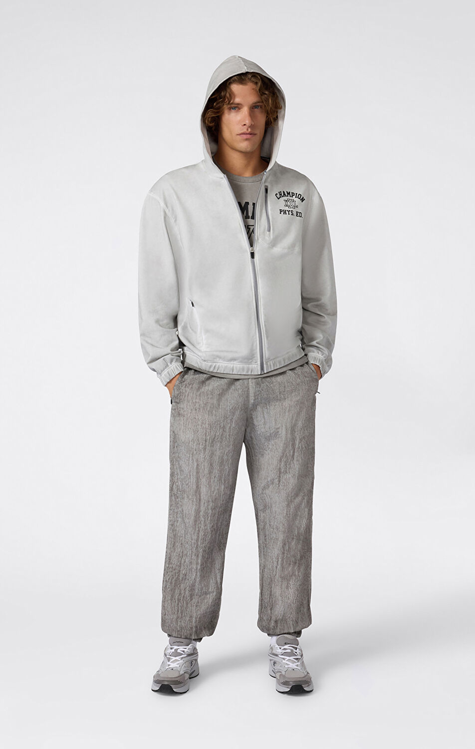Athletics Erkek Gri Relax Fit Full Zip Hoodie Sweatshirt