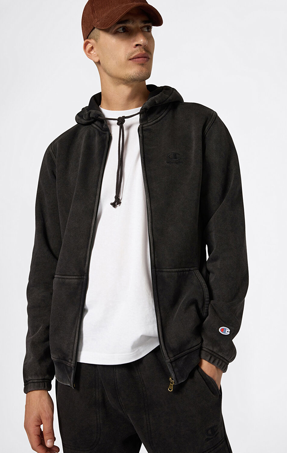 Icons Plush Wash Erkek Siyah Standard Fit Full Zip Hoodie