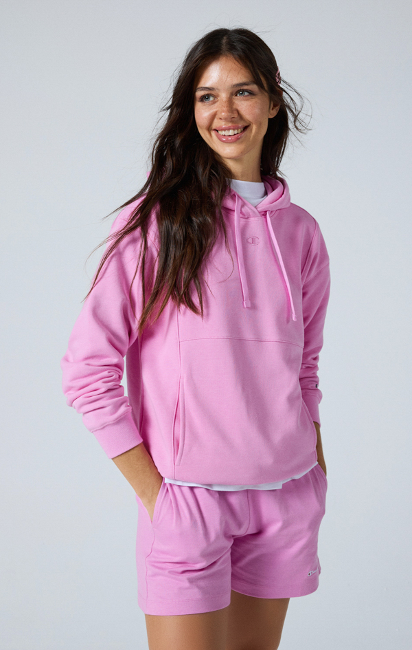 Icons Kadın Pembe Relax Fit Hooded Sweatshirt | Champion Türkiye
