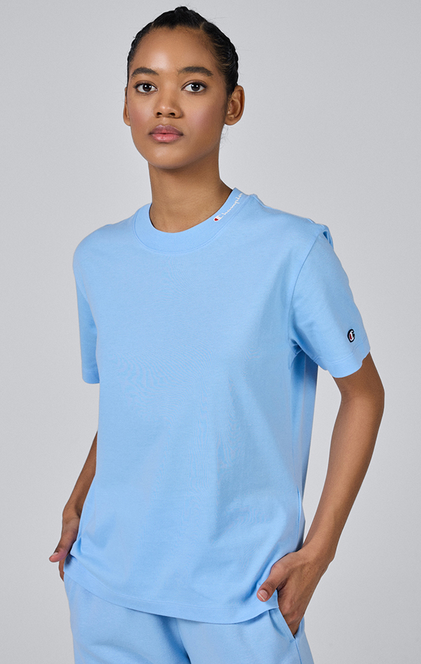 Icons Kadın Mavi Relax Fit Crewneck T-Shirt | Champion Türkiye