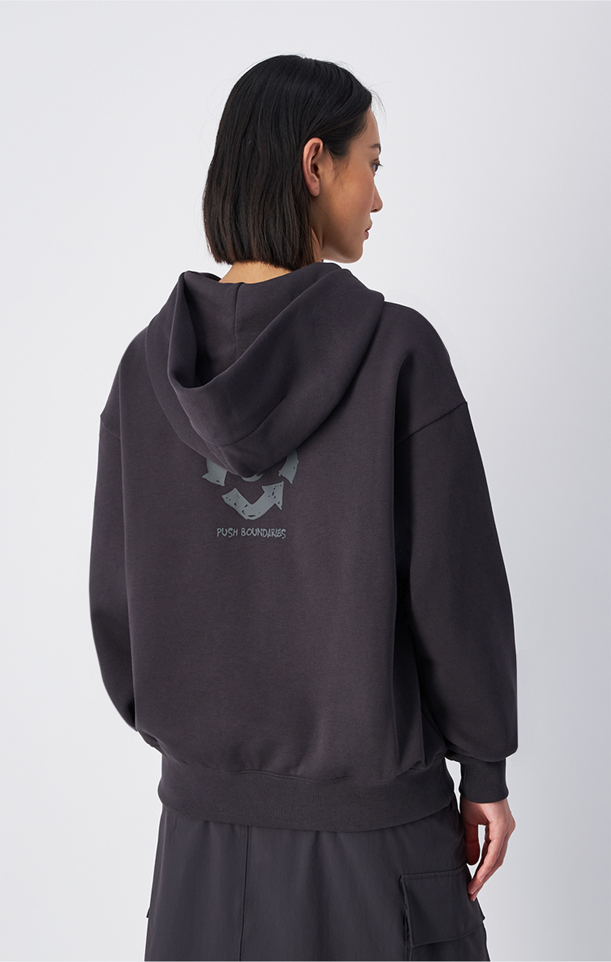 Surplus + Utility Kadın Siyah Loose Fit Hooded Full Zip Sweatshirt