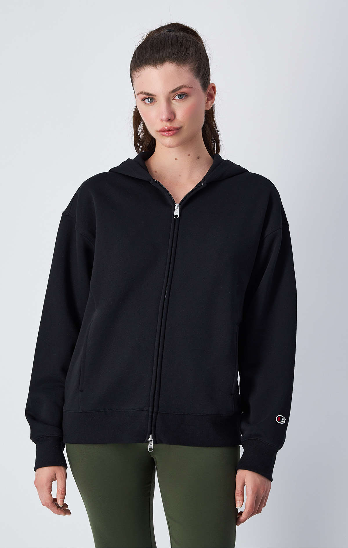 Siyah Hooded Full Zip Sweatshirt | Champion Türkiye
