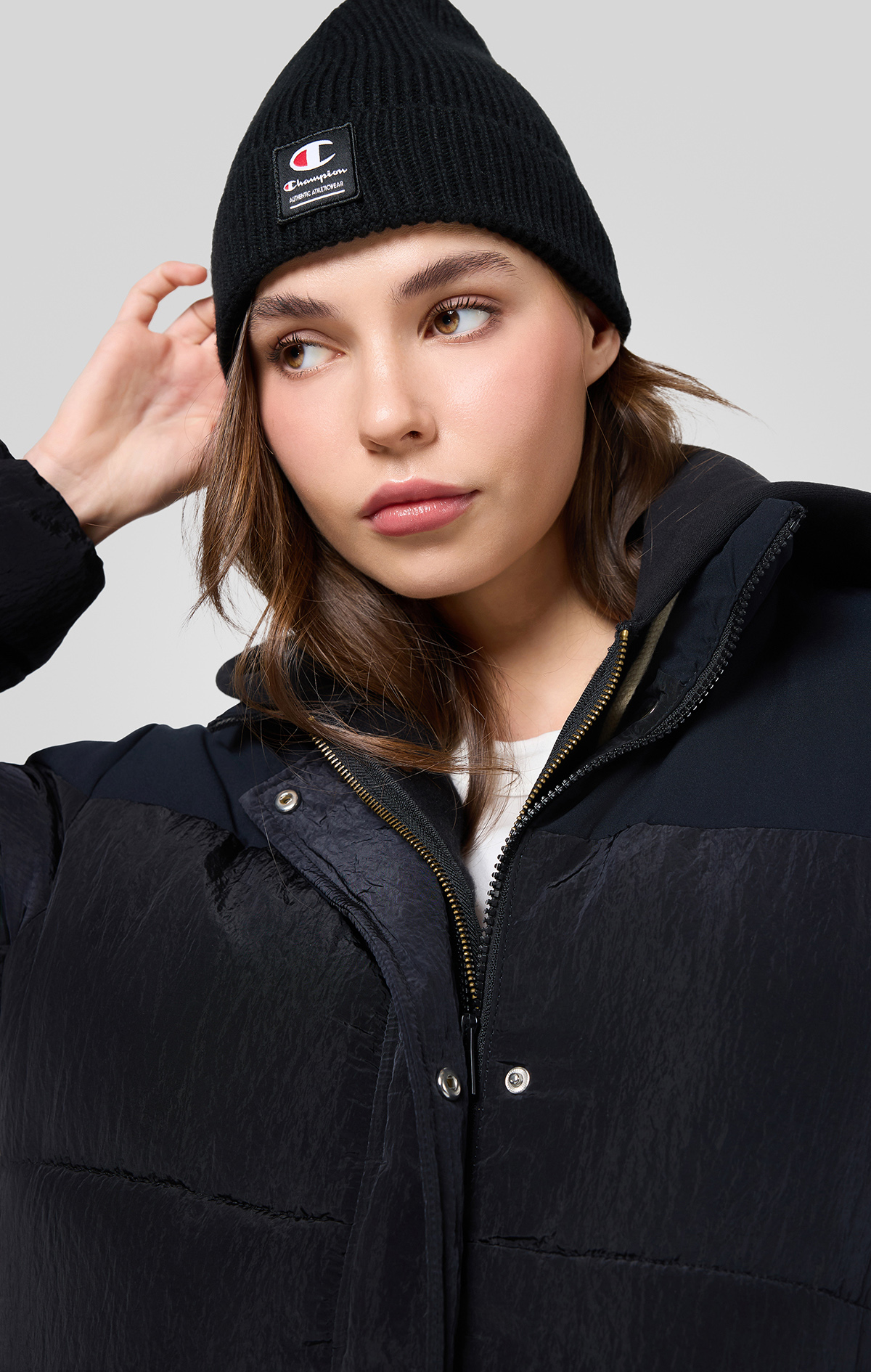 Kahverengi Hooded Polyfilled Jacket | Champion Türkiye