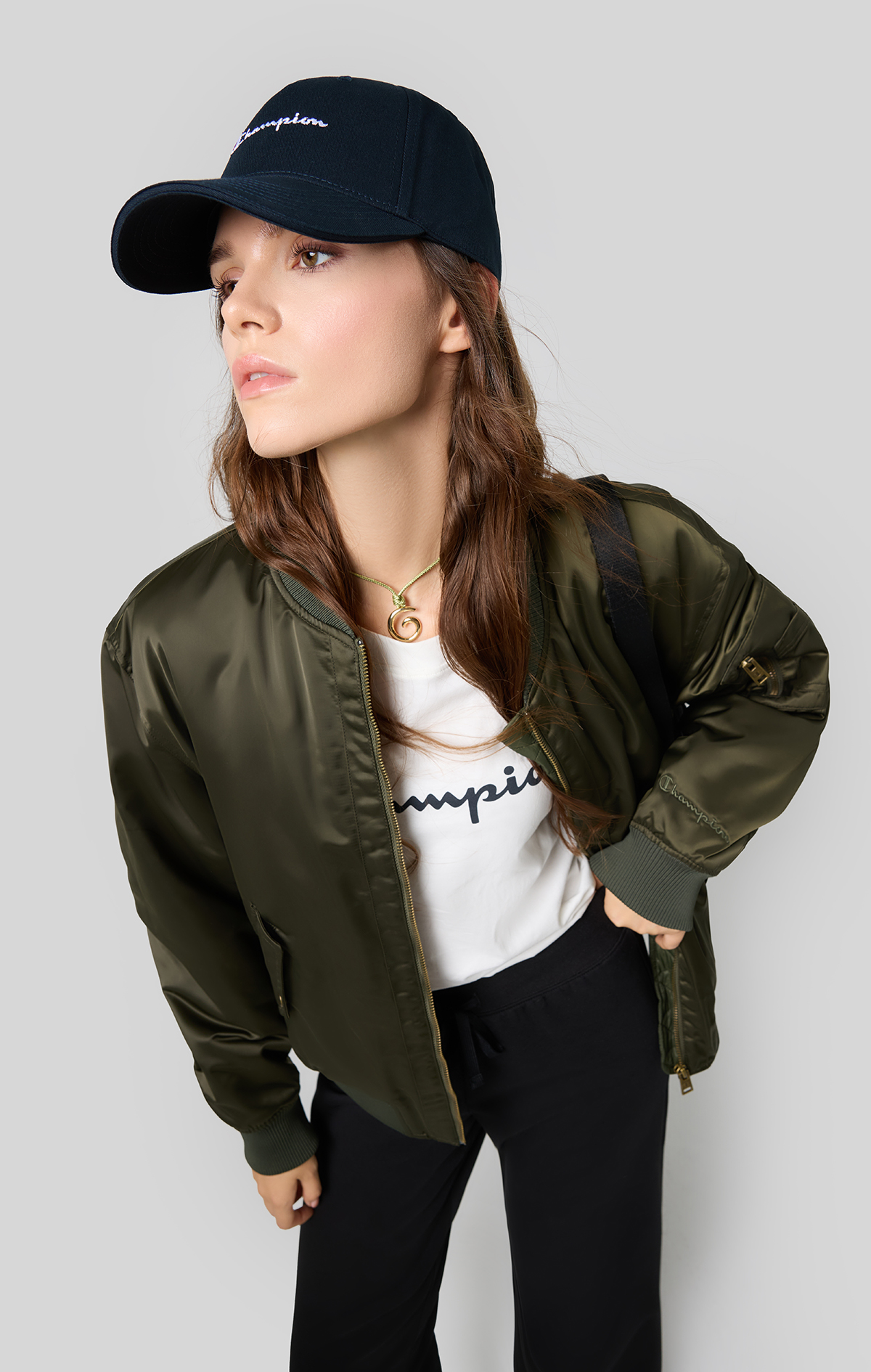 Outdoor Kadın Yeşil Custom Fit Bomber Jacket | Champion Türkiye