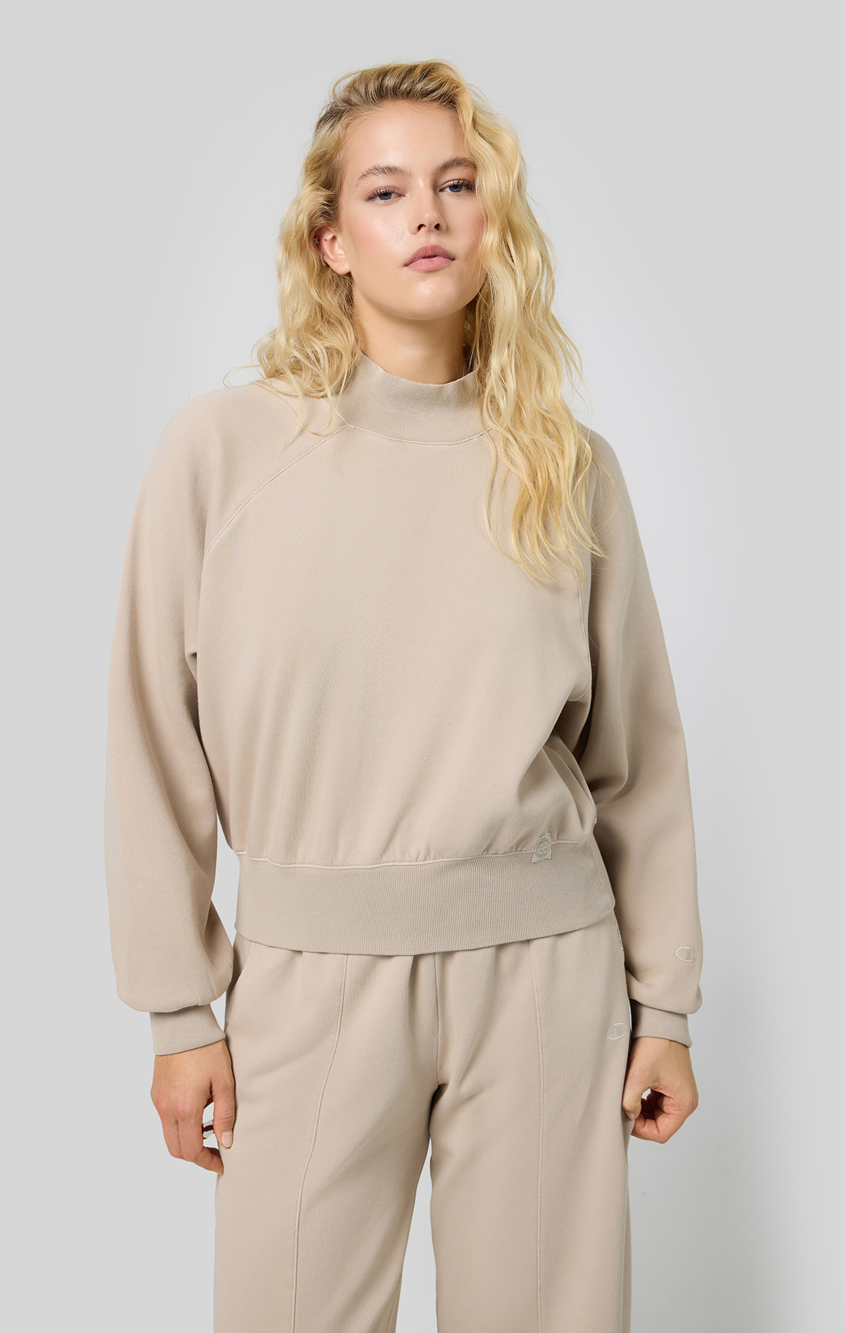Vintage Wash Kadın Siyah Loose Fit Mock Turtle Neck Long Sleeves