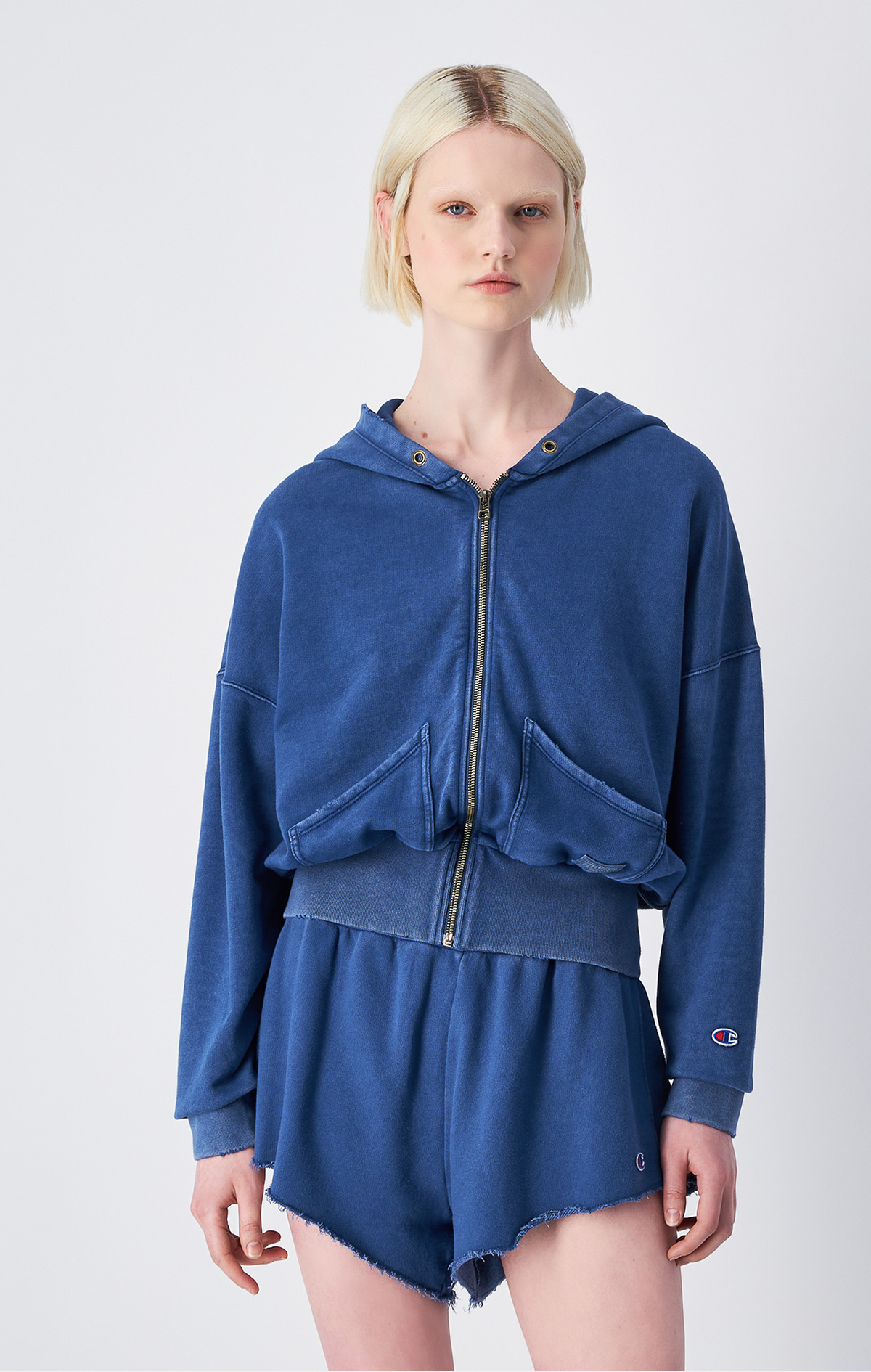 Time Capsule Kadın Gri Loose Fit Full Zip Hoodie Sweatshirt