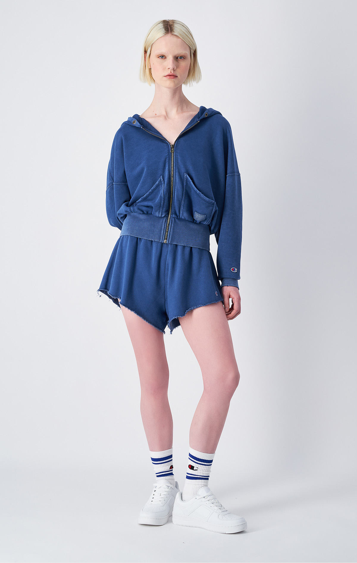 Time Capsule Kadın Mavi Loose Fit Full Zip Hoodie Sweatshirt