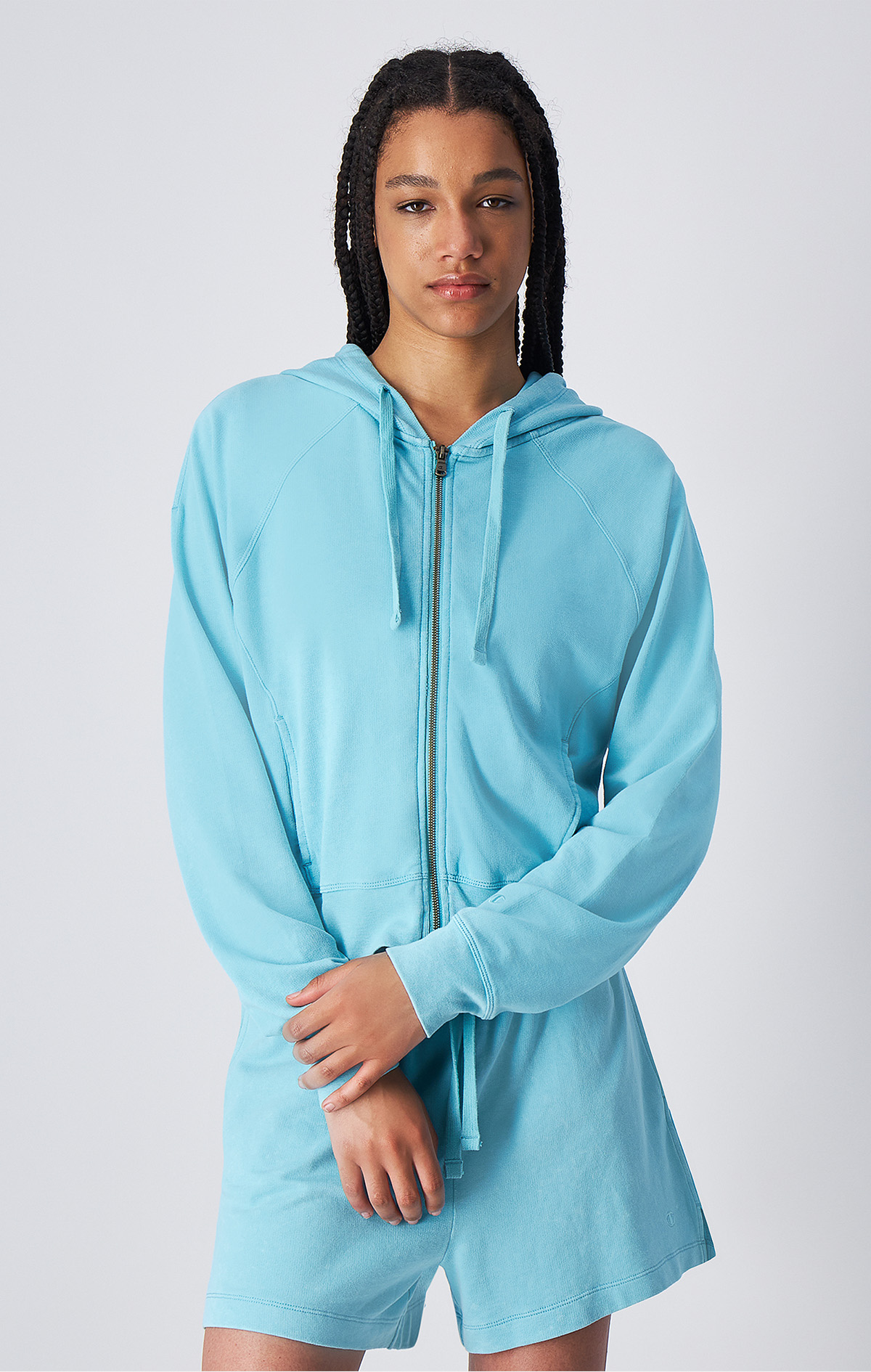 Mineral Dye Kadın Mavi Standard Fit Full Zip Hoodie Sweatshirt