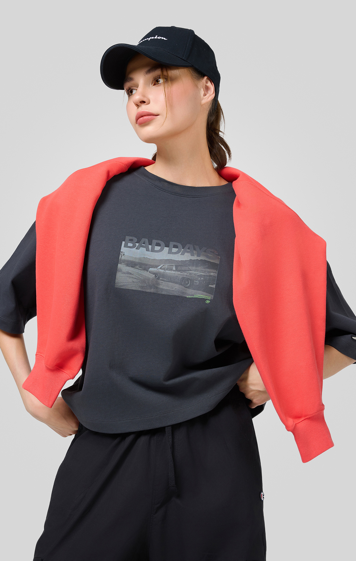 【新品】apolina Cotton Logan Shirt 3-5y Eco Future Kadın Gri Loose Fit SS Tee | Champion Türkiye