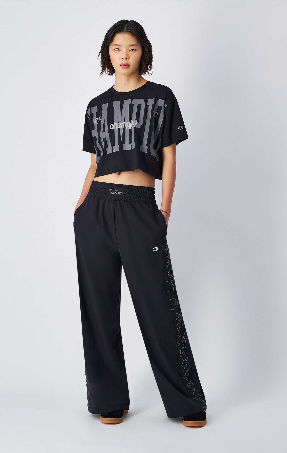 Urban Contemporary Kadın Siyah Loose Fit Wide Leg Pants | Champion
