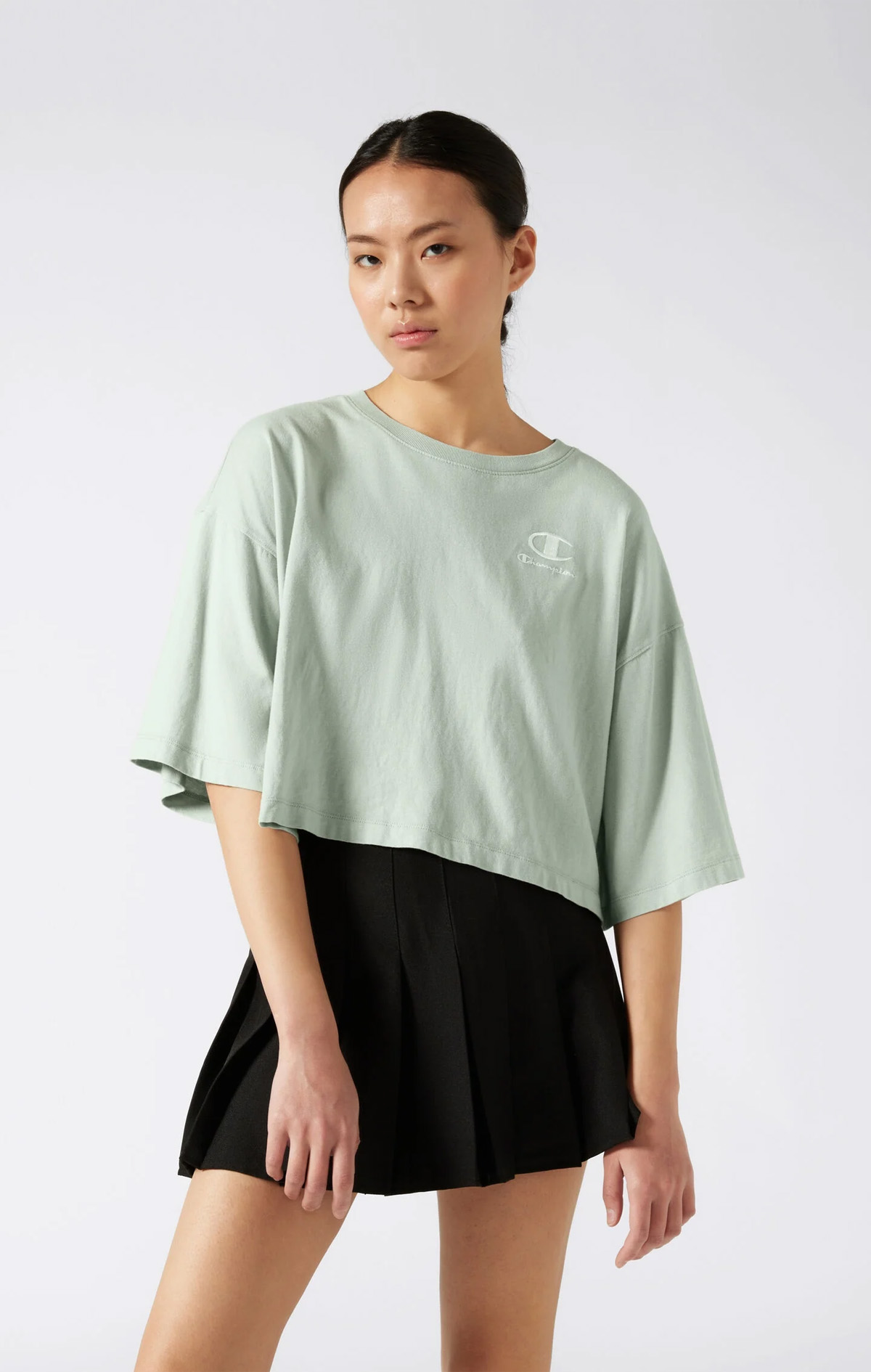 Icons Plush Wash Kadın Yeşil Loose Fit Crewneck T-Shirt | Champion