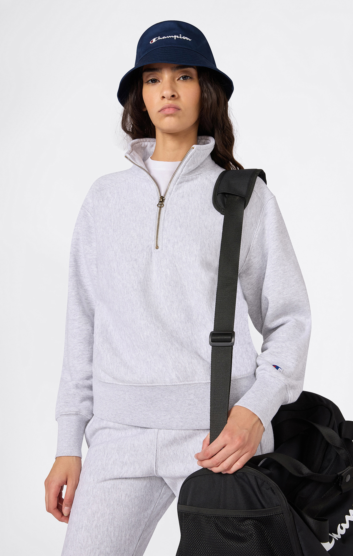 Reverse Weave Core Kadın Siyah Half Zip Sweatshirt | Champion Türkiye