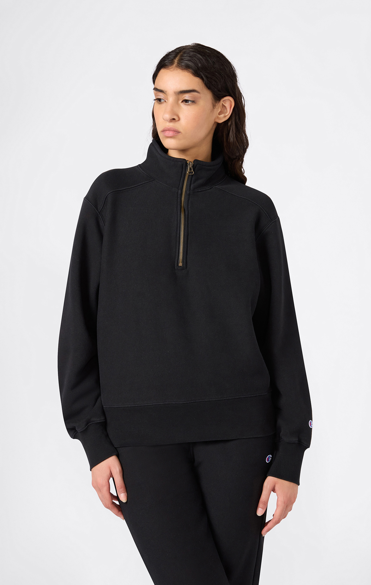 Reverse Weave Core Kadın Siyah Half Zip Sweatshirt | Champion Türkiye