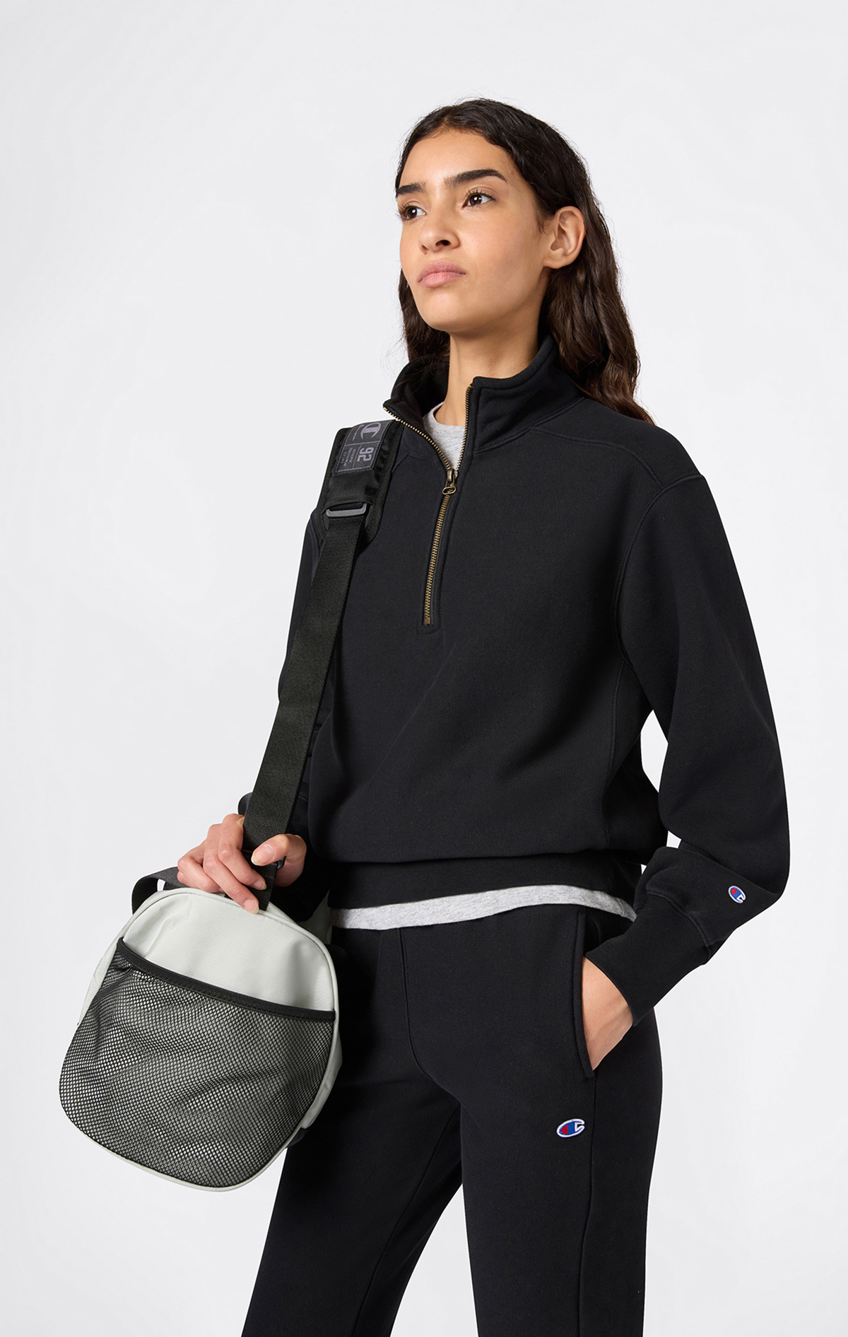 Reverse Weave Core Kadın Siyah Half Zip Sweatshirt | Champion Türkiye