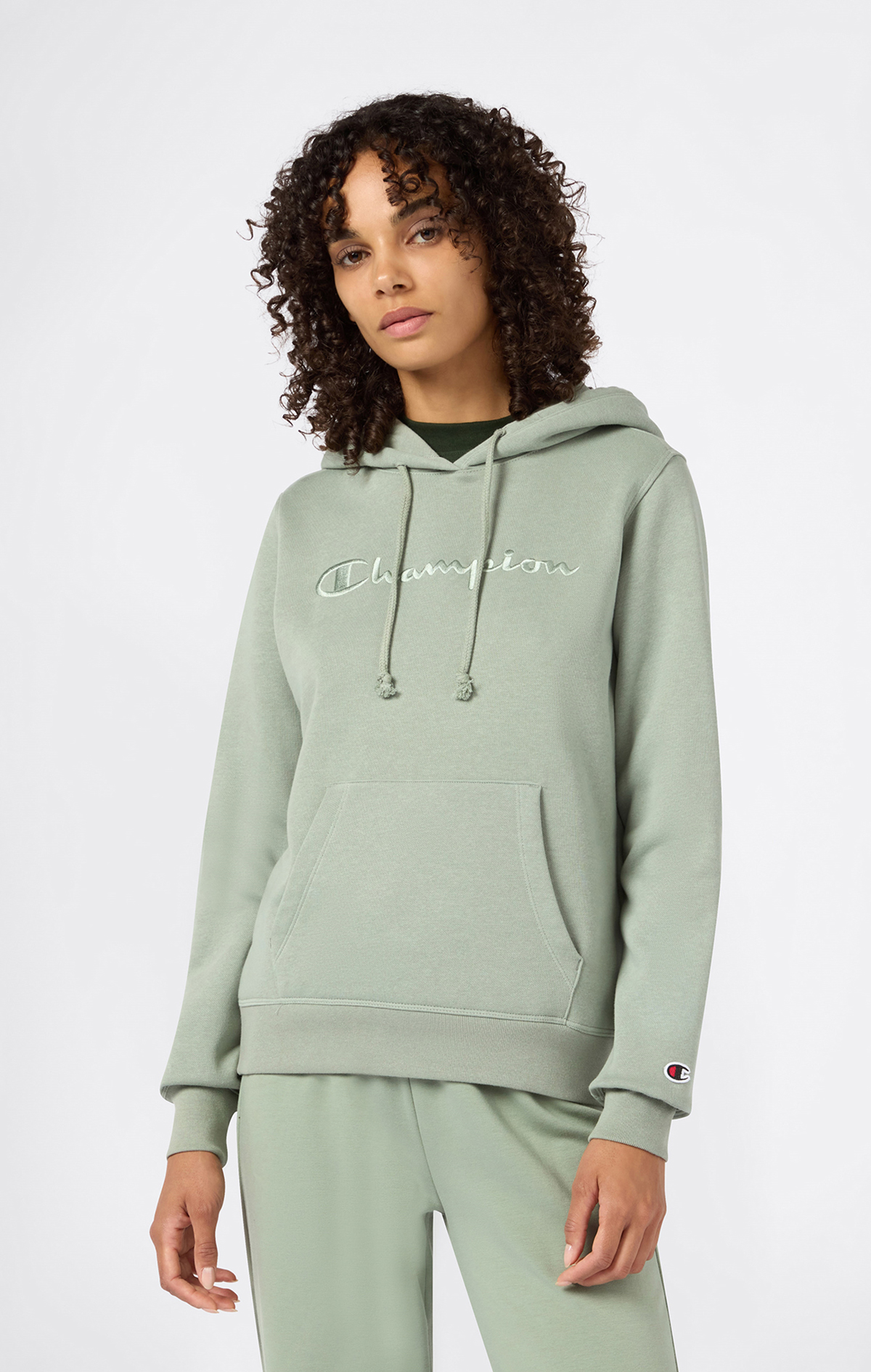 Icons Kadın Yeşil Slim Fit Hooded Sweatshirt | Champion Türkiye
