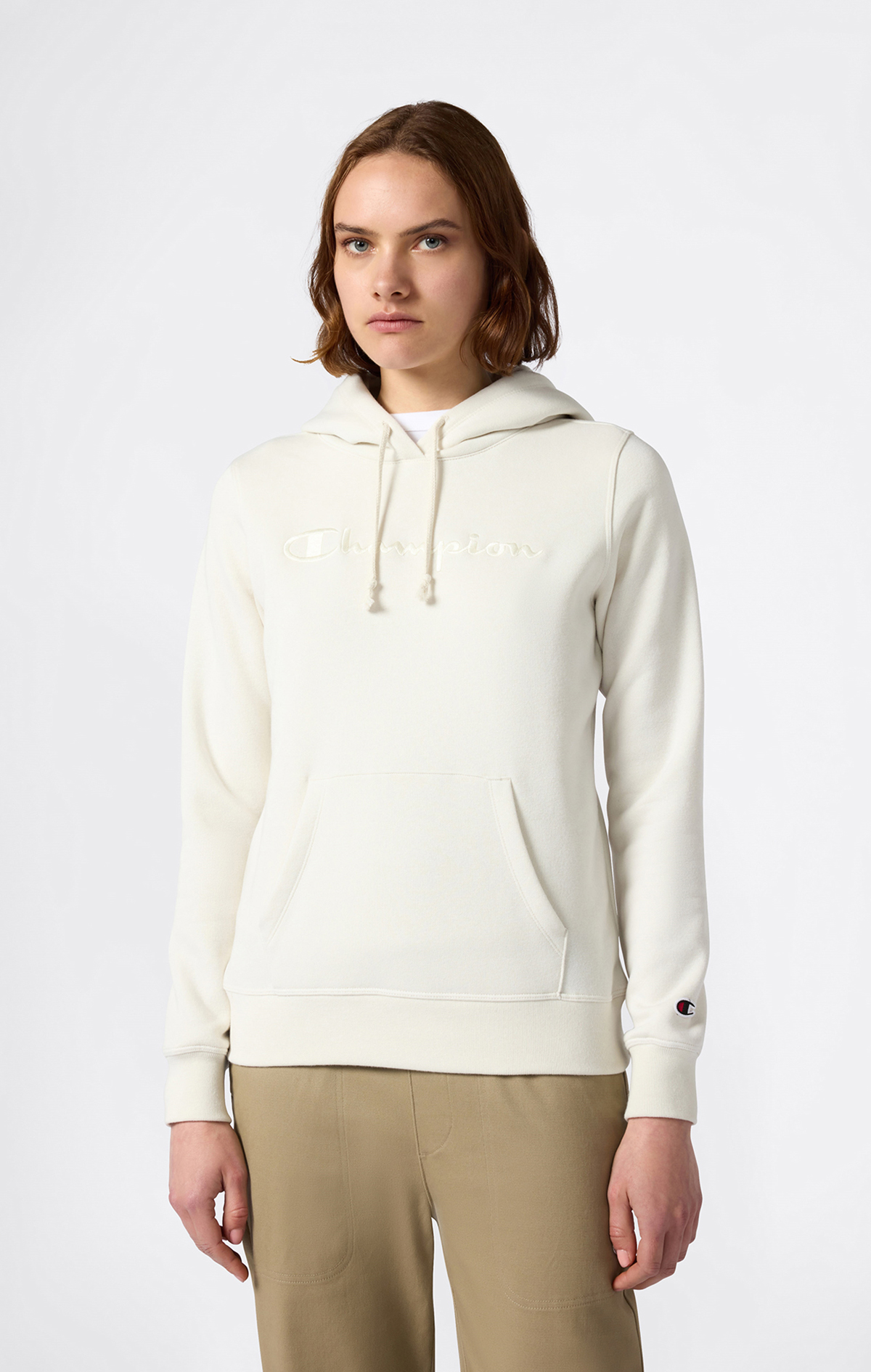 Icons Kadın Beyaz Slim Fit Hooded Sweatshirt | Champion Türkiye
