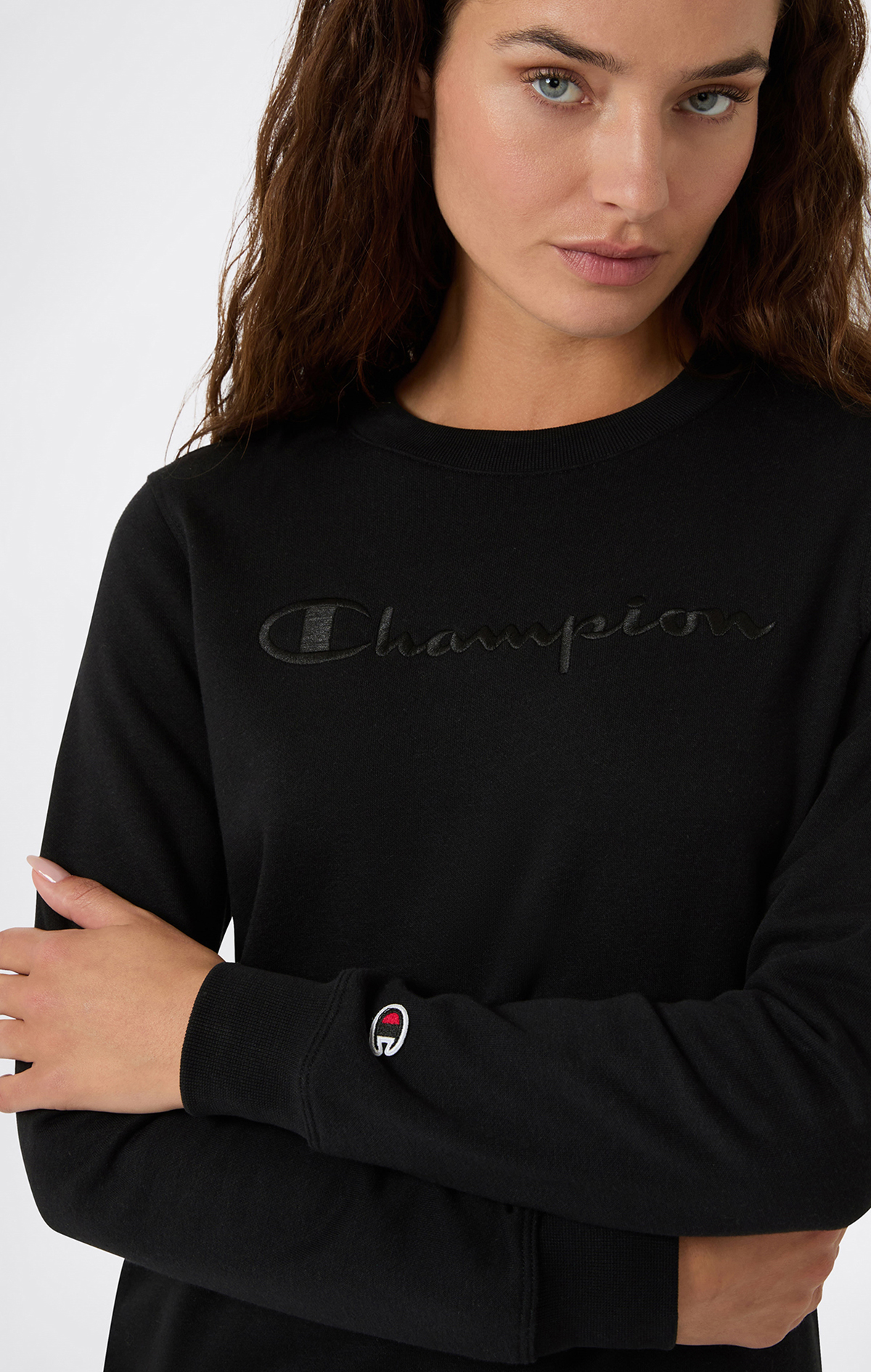 Icons Kadın Siyah Slim Fit Crewneck Sweatshirt | Champion Türkiye