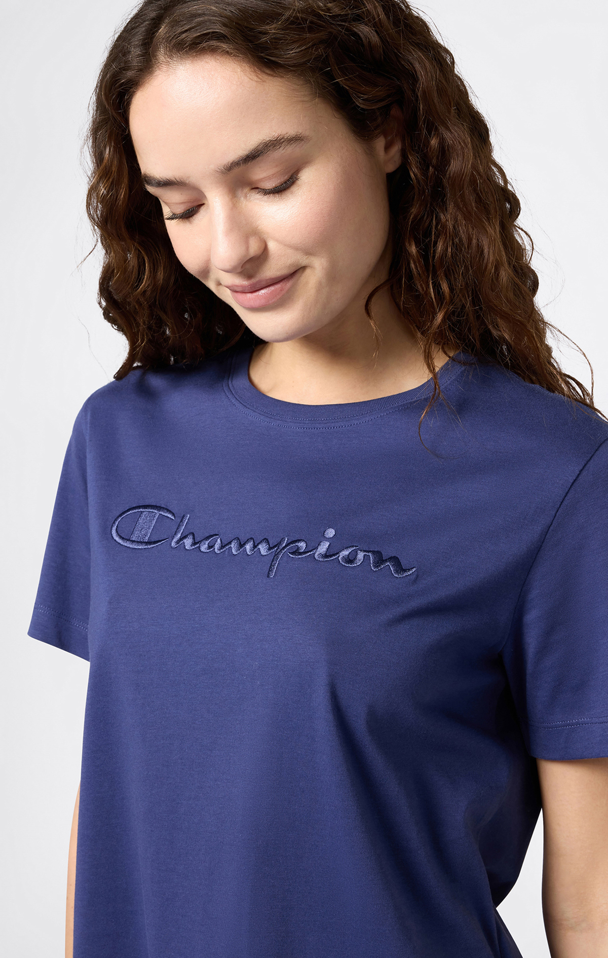 Icons Kadın Mavi Slim Fit Short-Sleeve Tee | Champion Türkiye