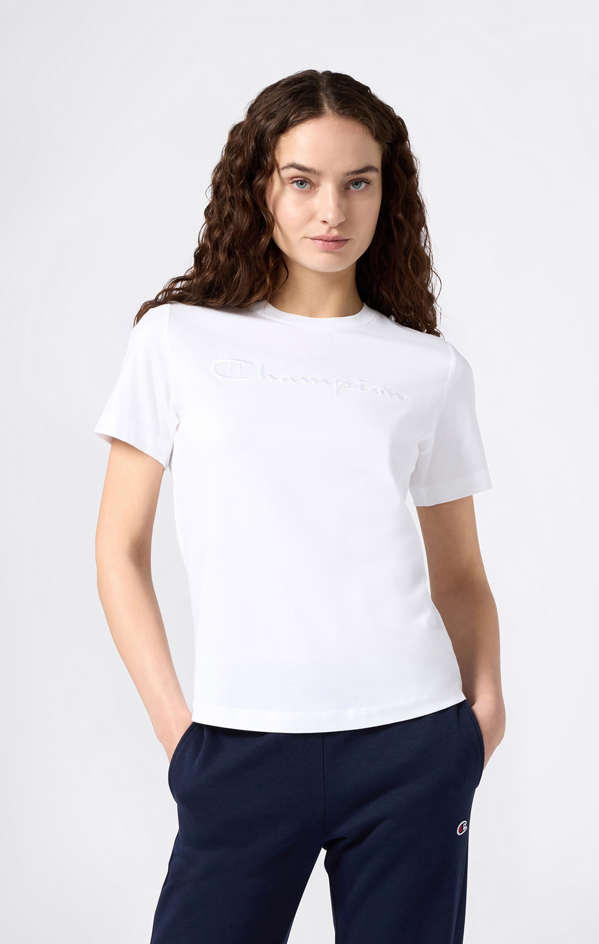 Icons Kadın Beyaz Slim Fit Short-Sleeve Tee | Champion Türkiye