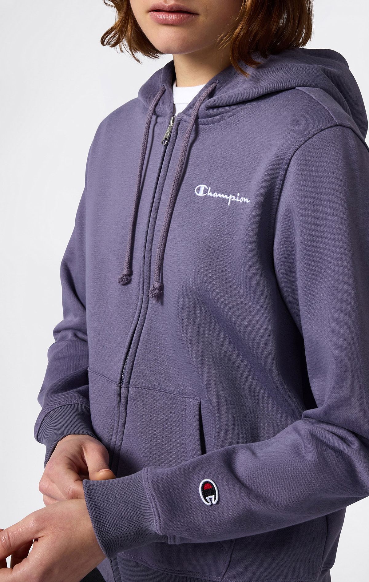 Icons Kadın Siyah Slim Fit Full Zip Hoodie Sweatshirt | Champion