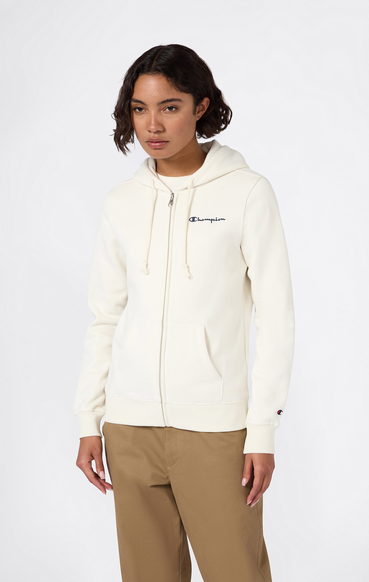 Icons Kadın Siyah Slim Fit Full Zip Hoodie Sweatshirt | Champion