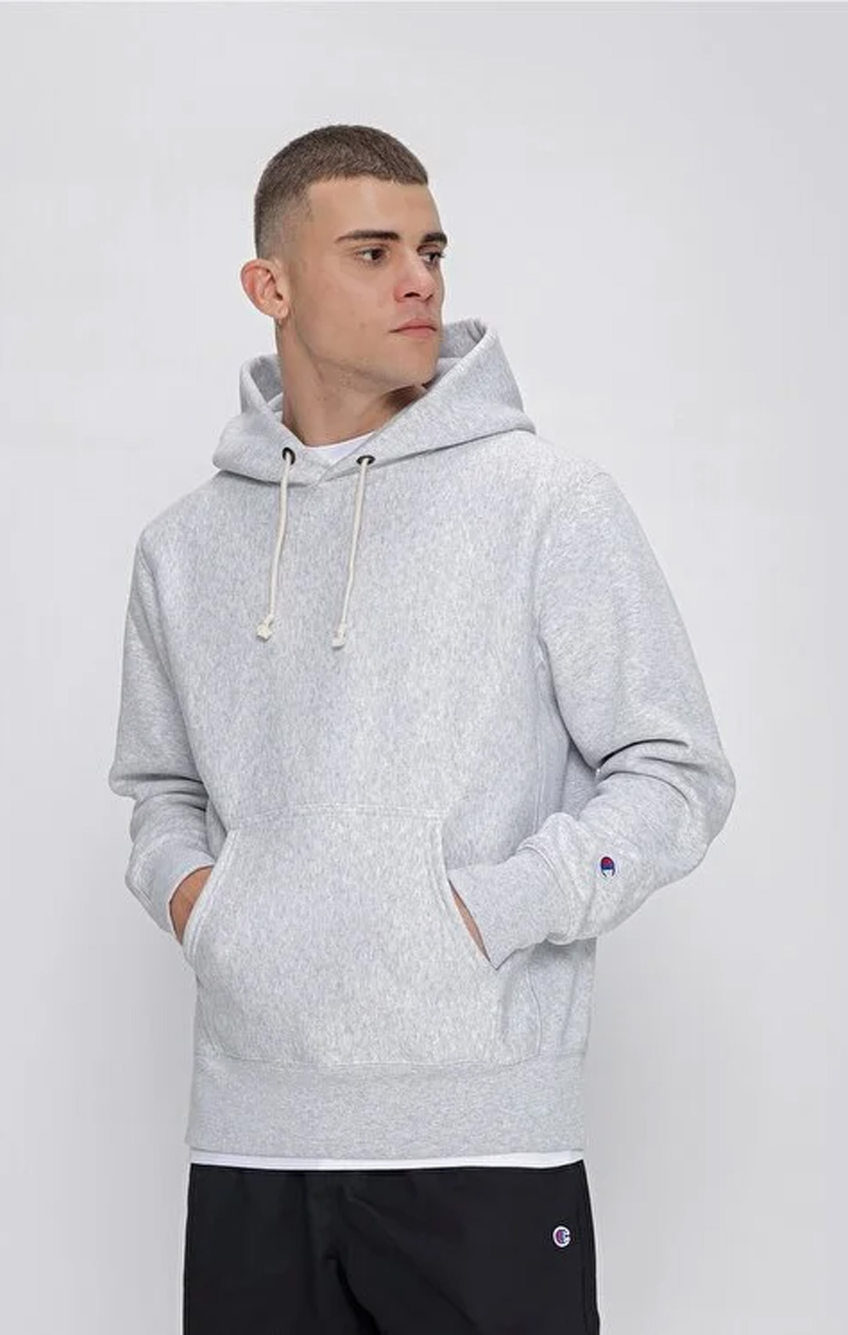 Reverse Weave Erkek Bej Custom Fit Hooded Sweatshirt | Champion