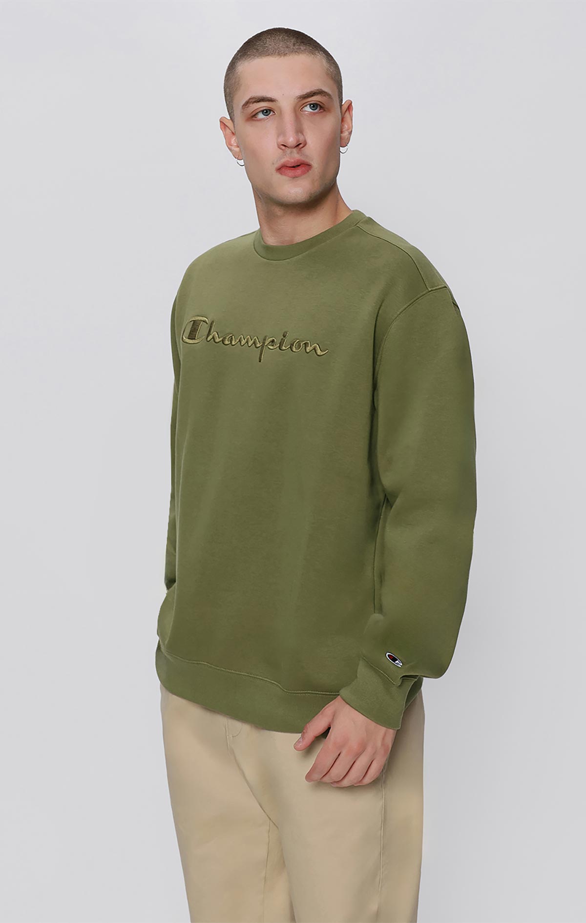 Champion Logo Erkek Sarı Cozy Fit Crewneck Sweatshirt | Champion