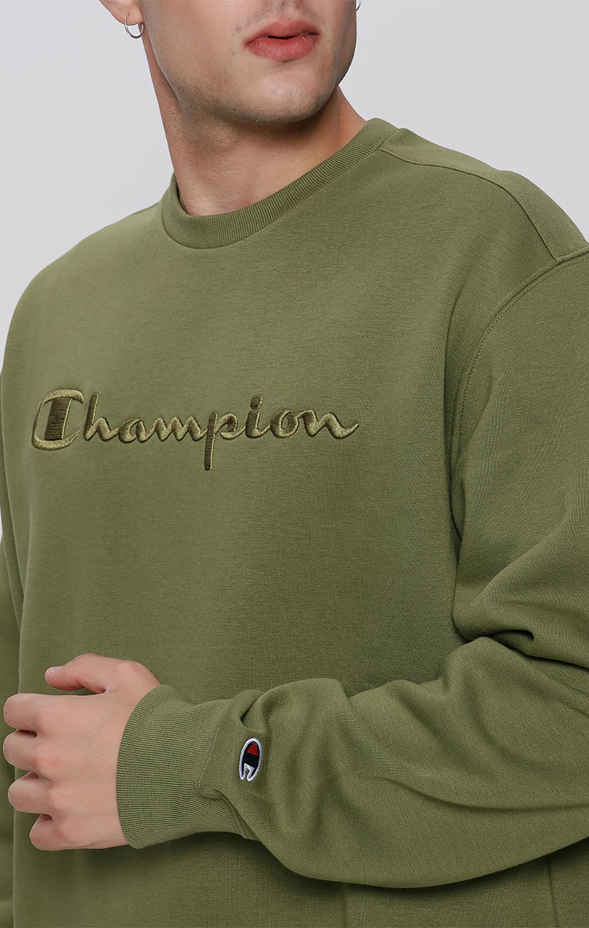 Champion Logo Erkek Sarı Cozy Fit Crewneck Sweatshirt | Champion