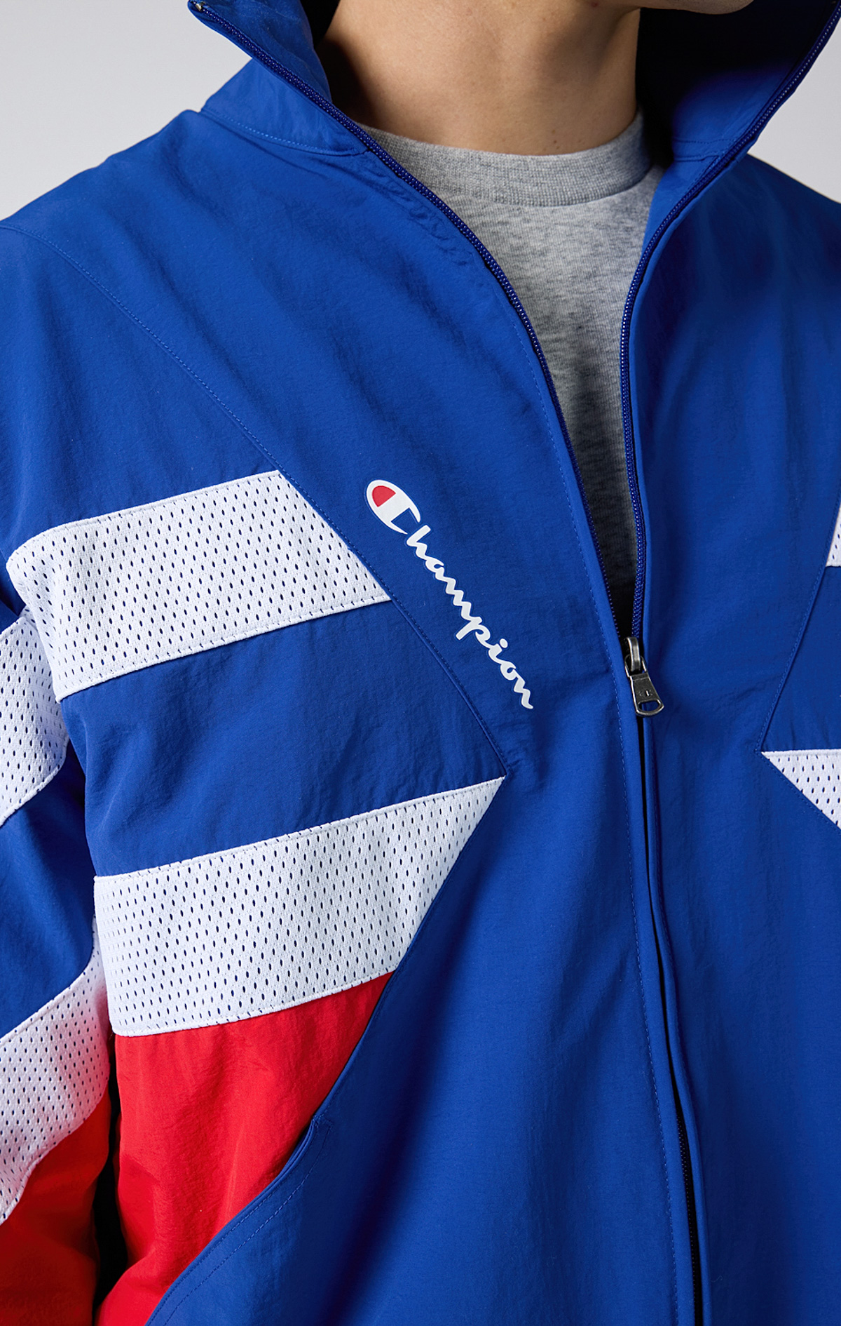 Retro Sport Erkek Mavi Oversized Fit Full Zip Top | Champion Türkiye