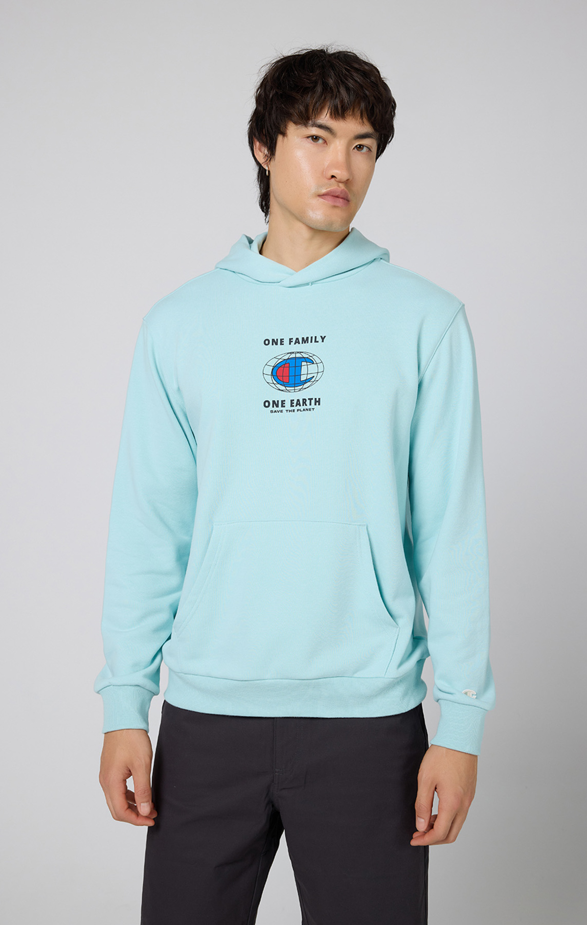 Eco Future Erkek Mavi Cozy Fit Hooded Sweatshirt | Champion Türkiye