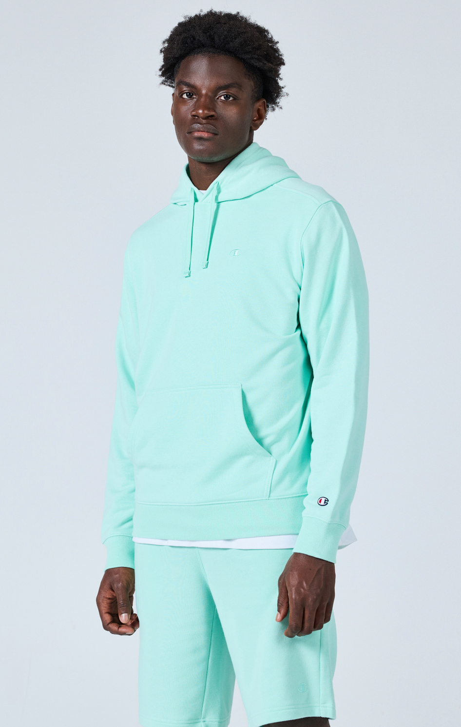Icons Erkek Mavi Cozy Fit Hooded Sweatshirt | Champion Türkiye