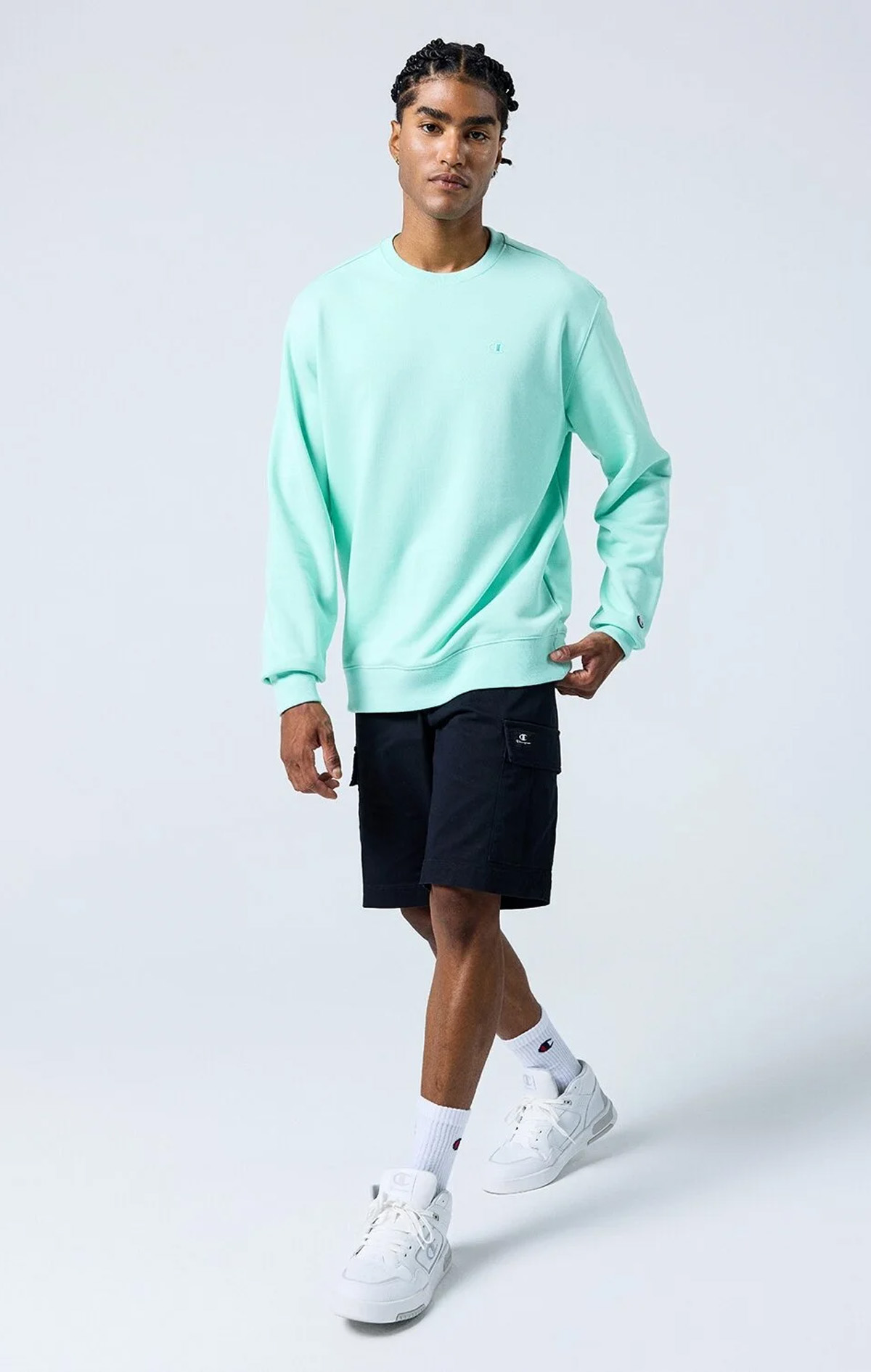 Icons Erkek Yeşil Cozy Fit Crewneck Sweatshirt | Champion Türkiye