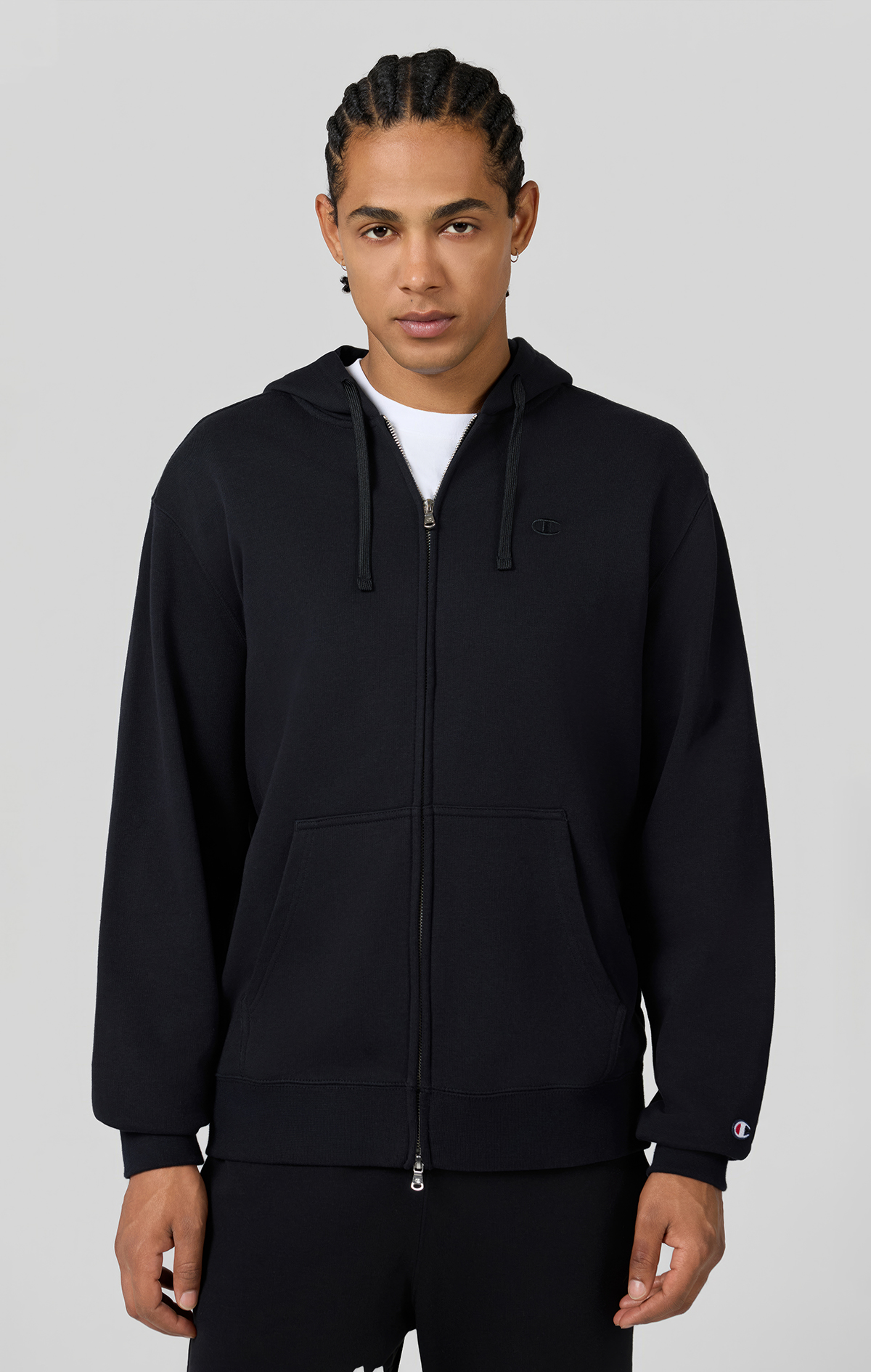Icons Erkek Mavi Cozy Fit Hooded Full Zip Sweatshirt | Champion