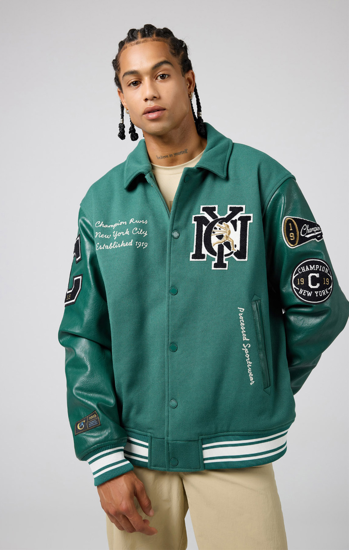 Archive Erkek Yeşil Oversized Fit Bomber Jacket | Champion Türkiye