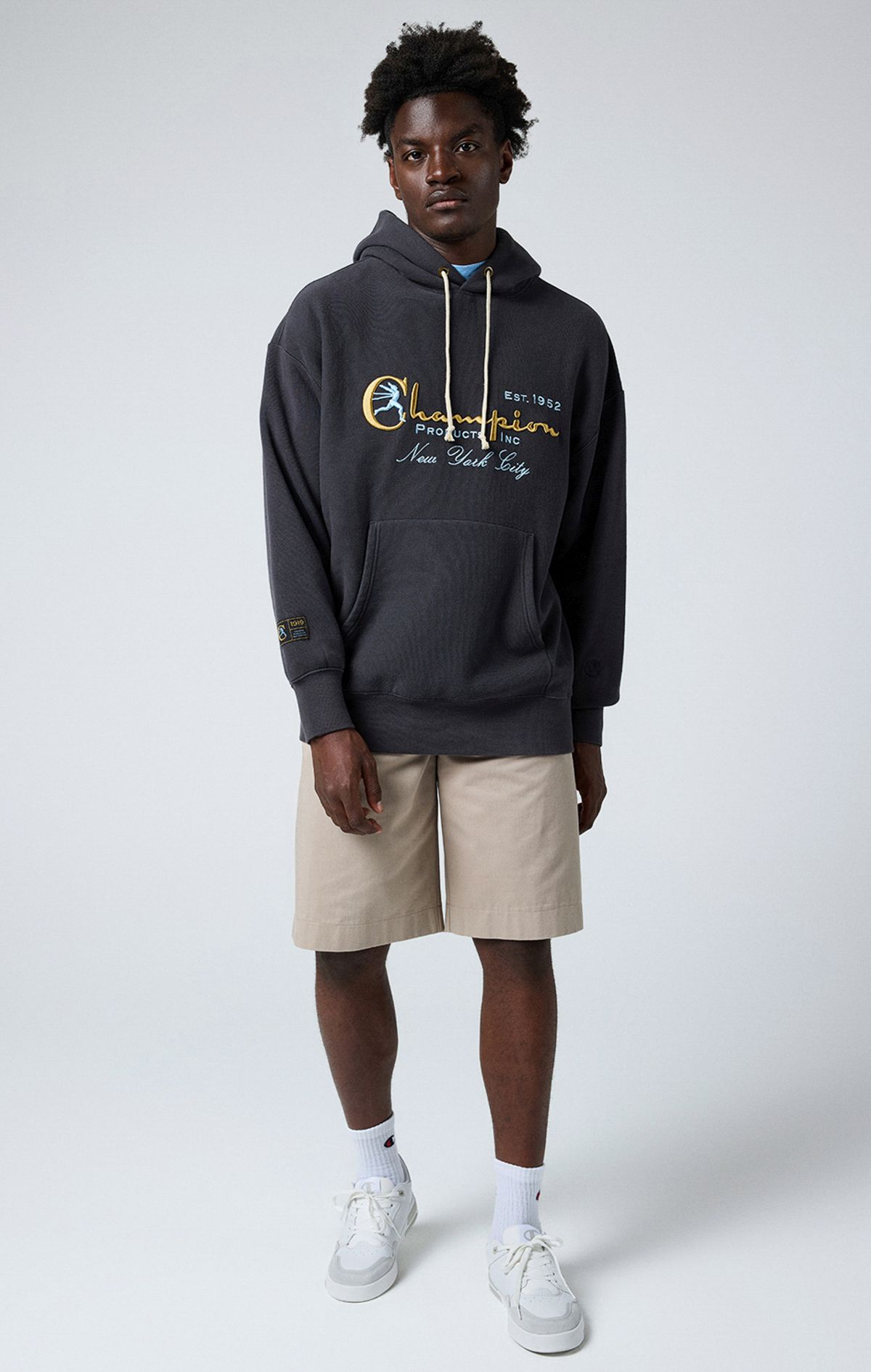 Archive Erkek Gri Boxy Fit Hooded Sweatshirt | Champion Türkiye