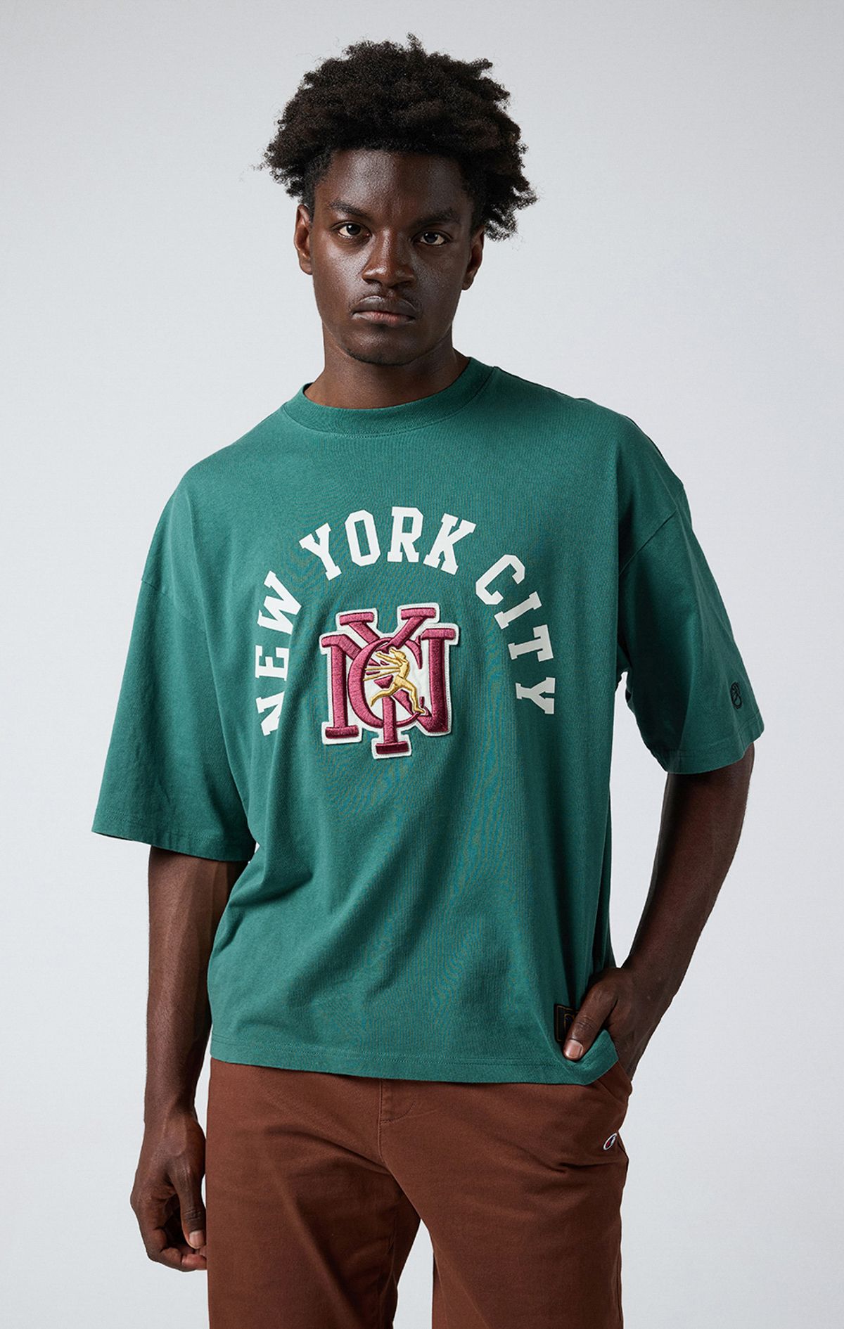 Archive Erkek Yeşil Boxy Fit Crewneck T-Shirt | Champion Türkiye