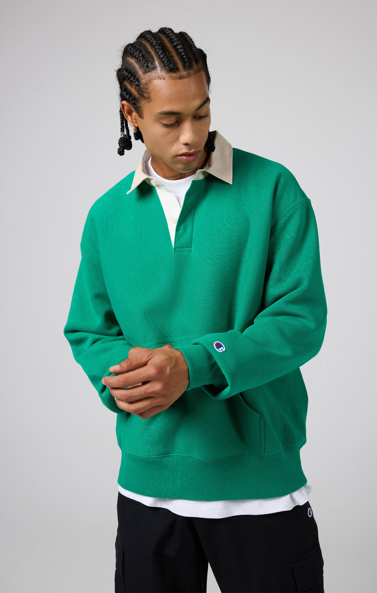 Reverse Weave Erkek Yeşil Standard Fit Polo Neck Sweatshirt Reverse Weave Erkek Yeşil Standard Fit Polo Neck Sweatshirt