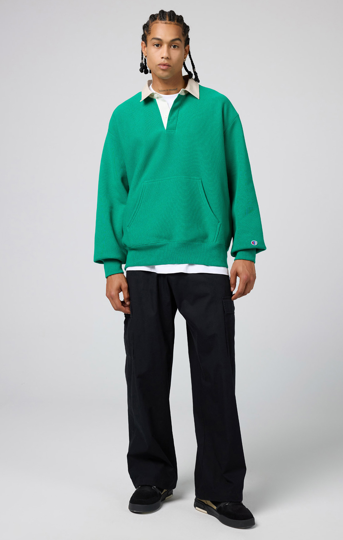 Reverse Weave Erkek Yeşil Standard Fit Polo Neck Sweatshirt Reverse Weave Erkek Yeşil Standard Fit Polo Neck Sweatshirt