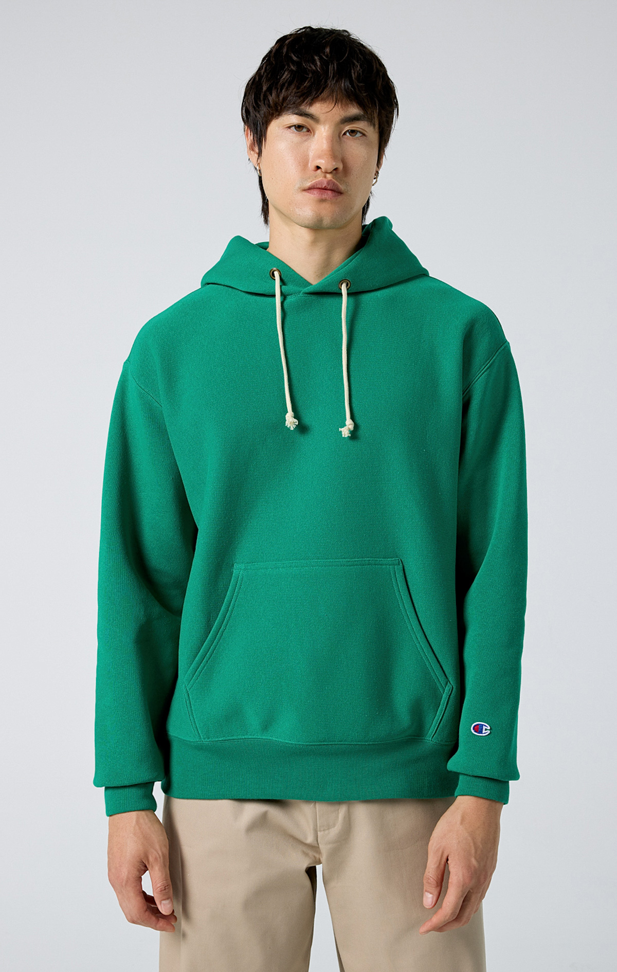 Reverse Weave Erkek Yeşil Standard Fit Hooded Sweatshirt